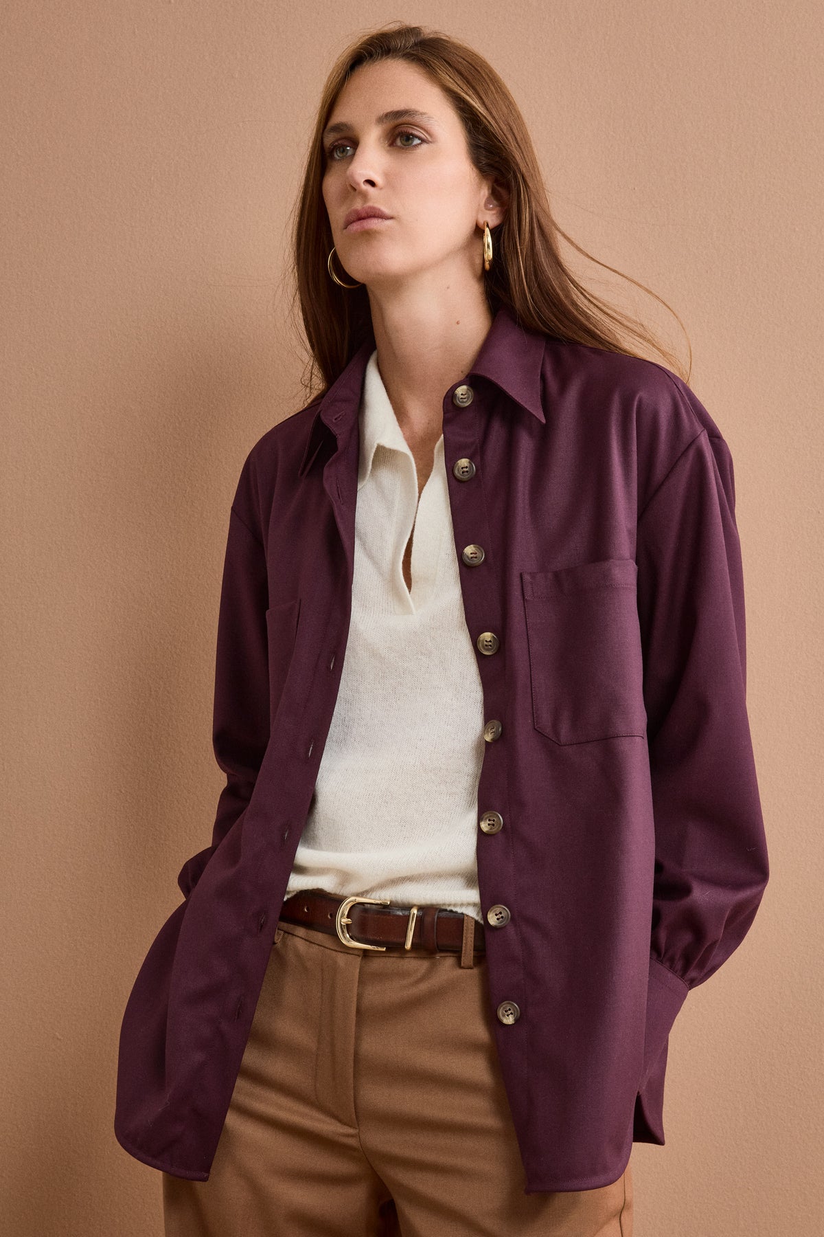 Camicia Overshirt con Tasche - BORDEAUX