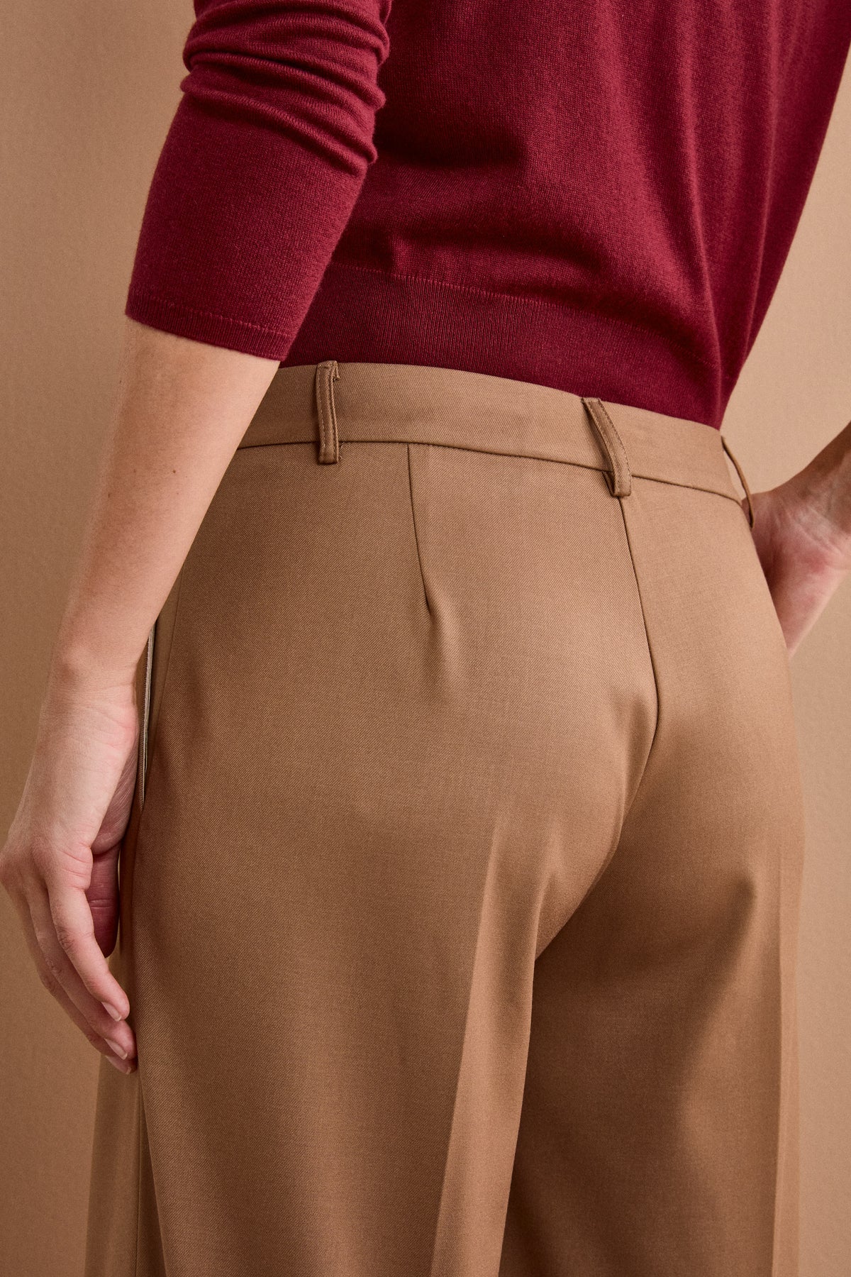 Pantalone a Palazzo con Tasche America - CAMMELLO