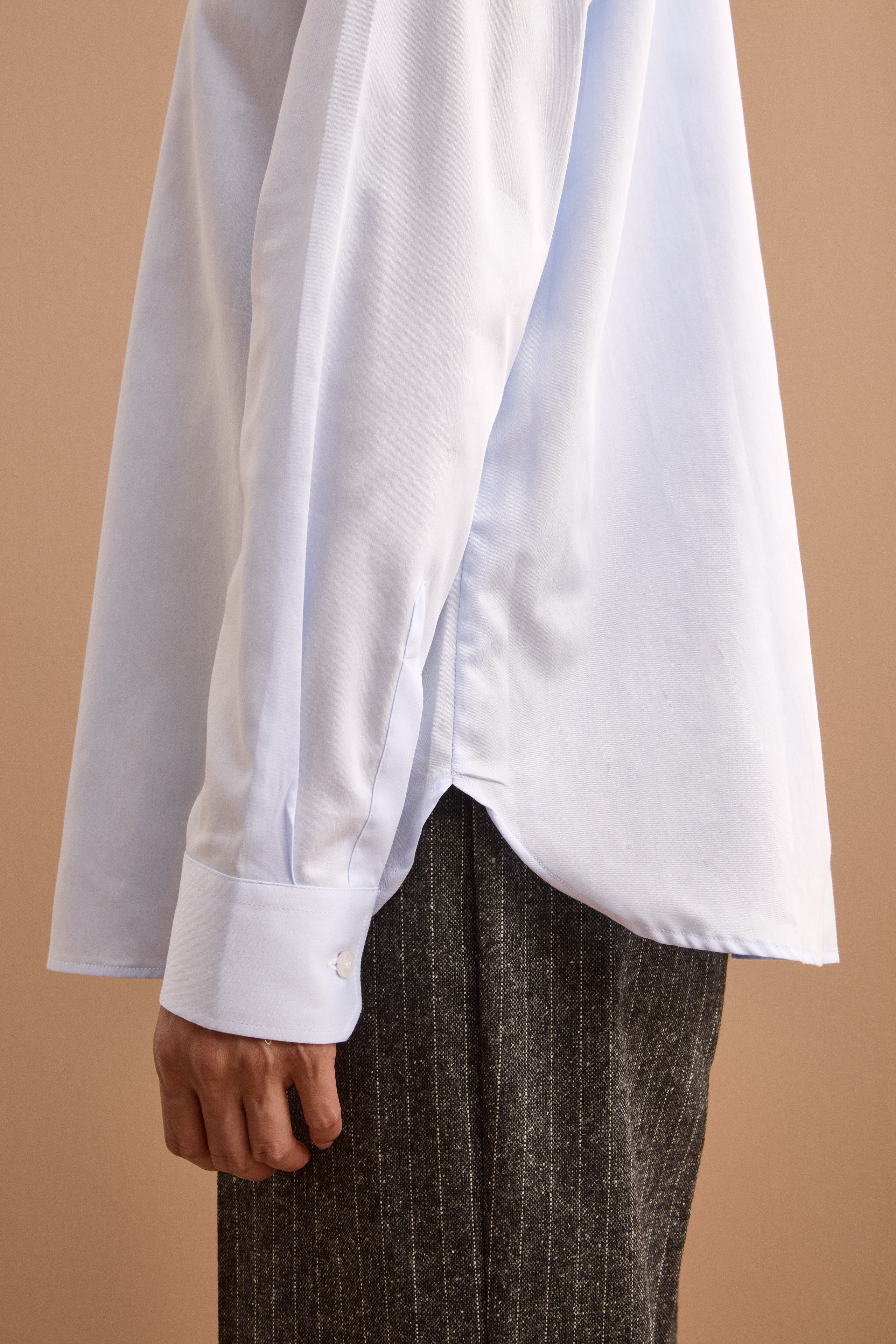 Camicia Over con Pinces in Cotone - AZZURRO