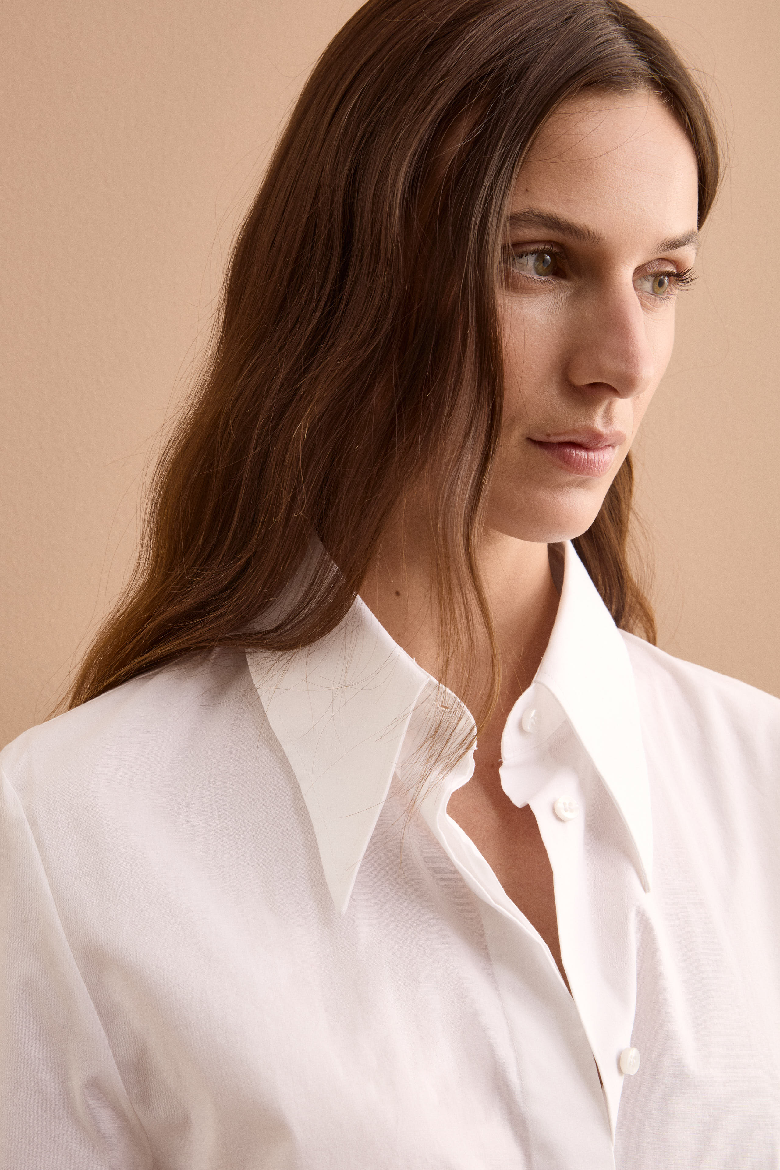 Camicia Sancrata con Manica Lunga in Cotone - BIANCO