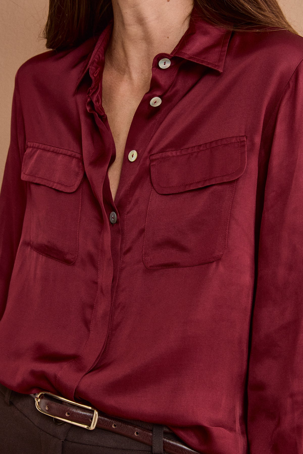 Camicia Over in Raso con Tasche - BORDEAUX