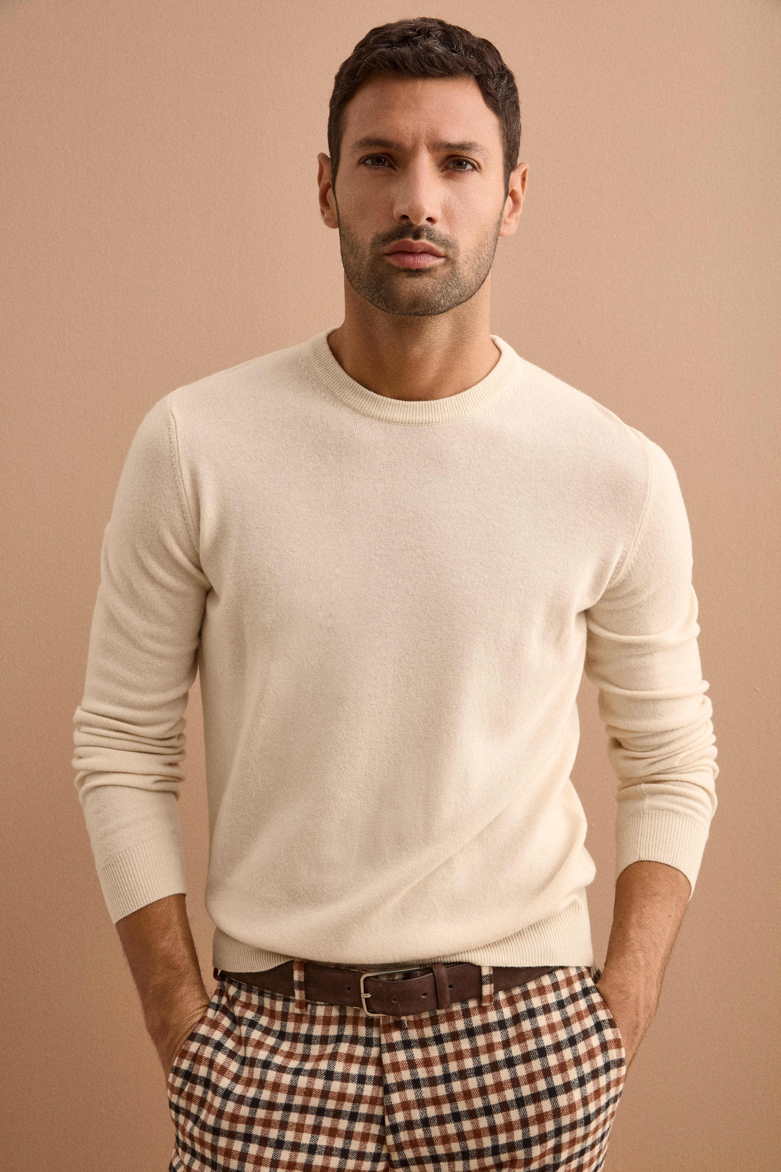 Maglia Girocollo in Pura Lana Merino - NATURALE