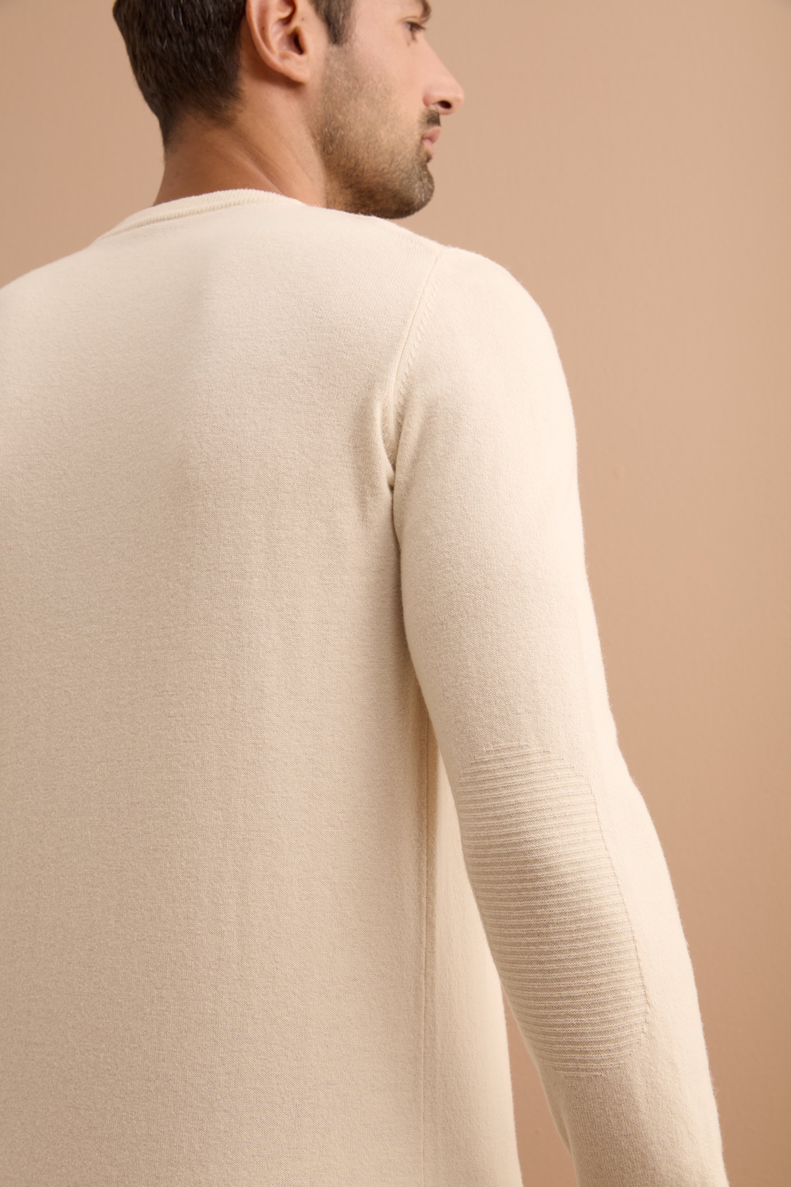 Maglia Girocollo in Pura Lana Merino - NATURALE