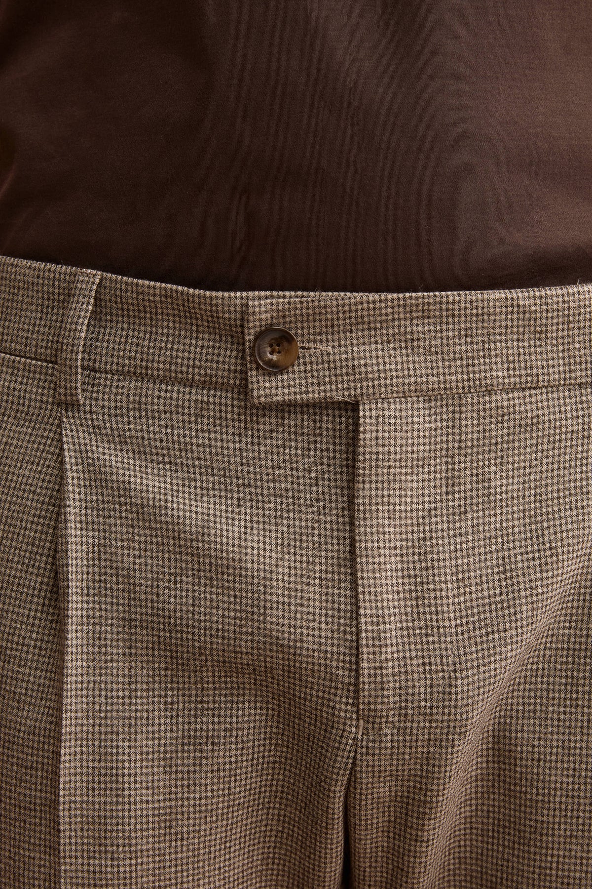 Pantalone Regular Fit in Pura Lana Vergine con Pinces e Risvolto - P/POULE BEIGE