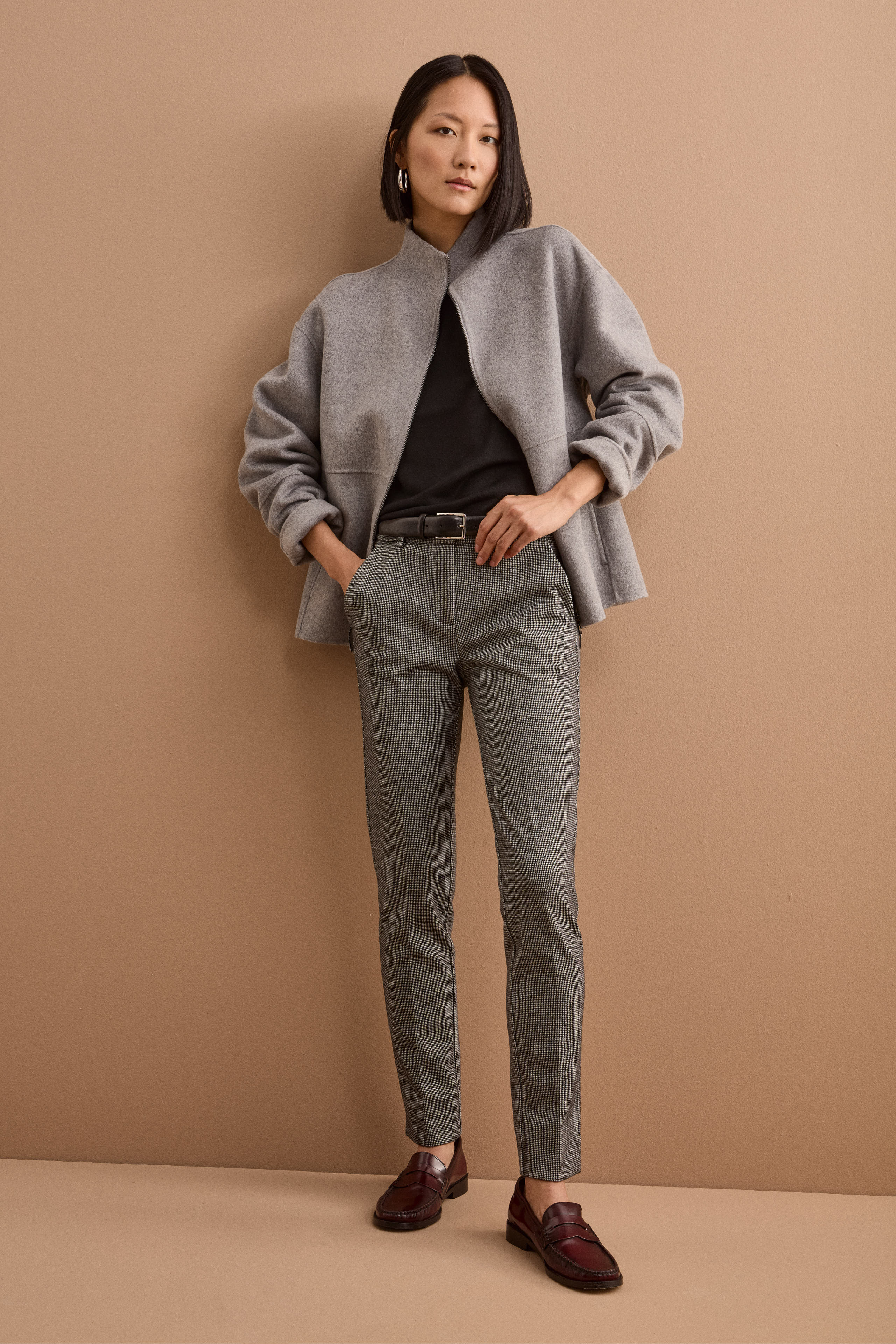 Pantalone Chino Regular Fit in Punto Milano - P/POULE NERO