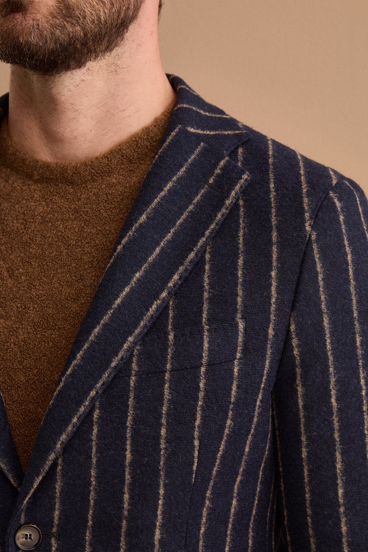 Giacca Destrutturata Regular Fit con Revers Classico - BLU GESSATO