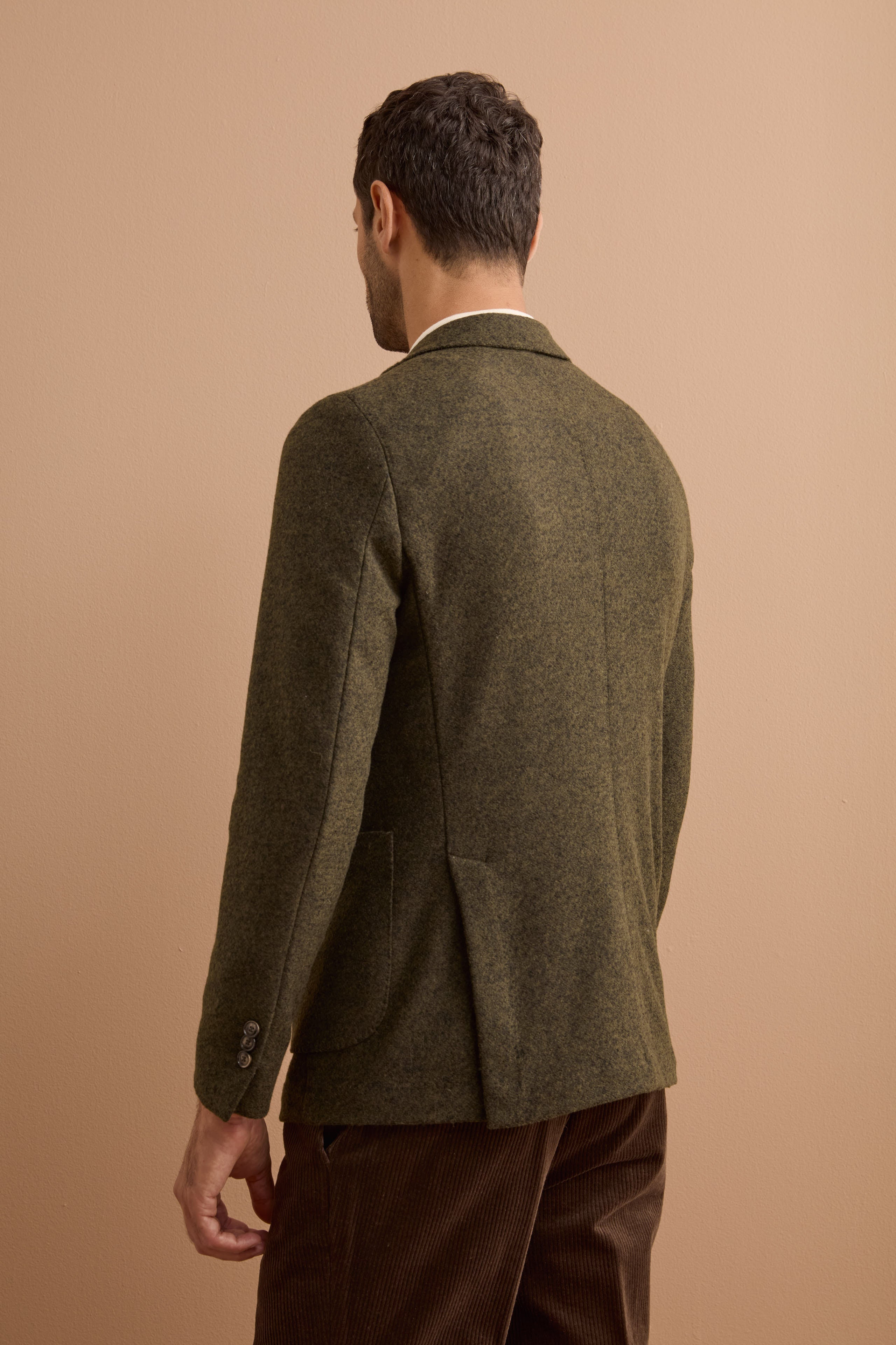 Giacca Jersey Semifoderata in Misto Lana - VERDE MELANGE