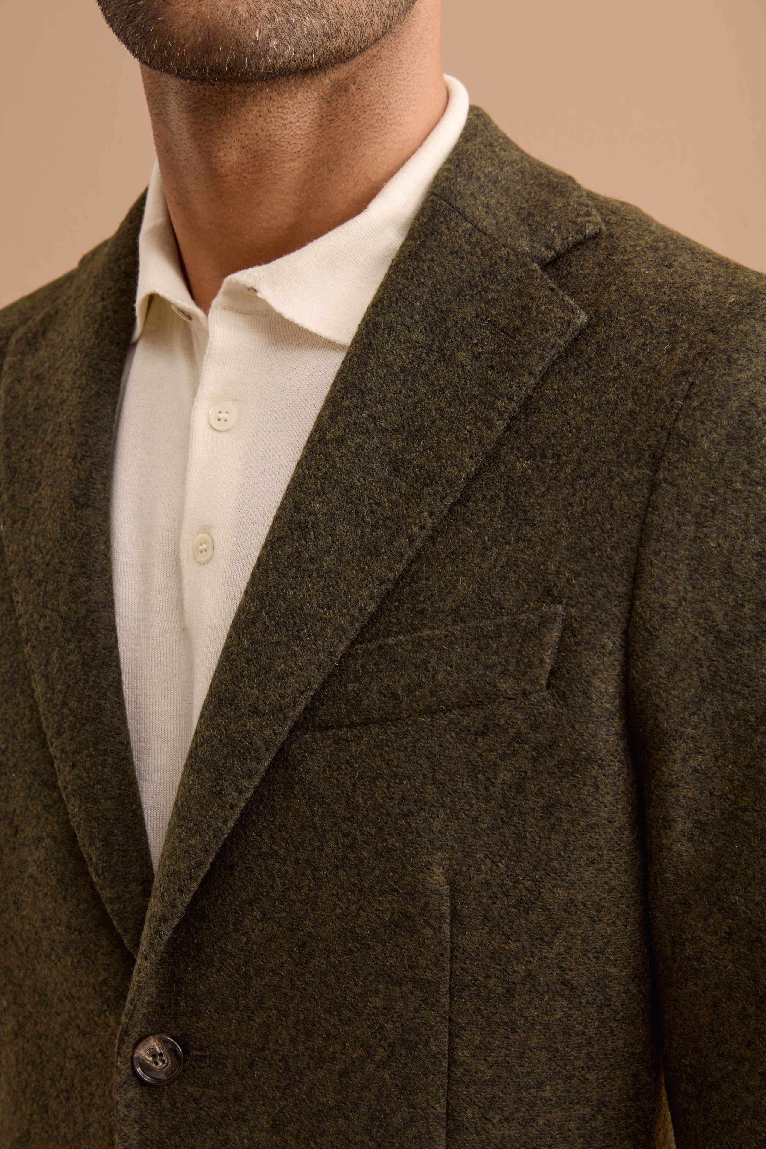 Giacca Jersey Semifoderata in Misto Lana - VERDE MELANGE