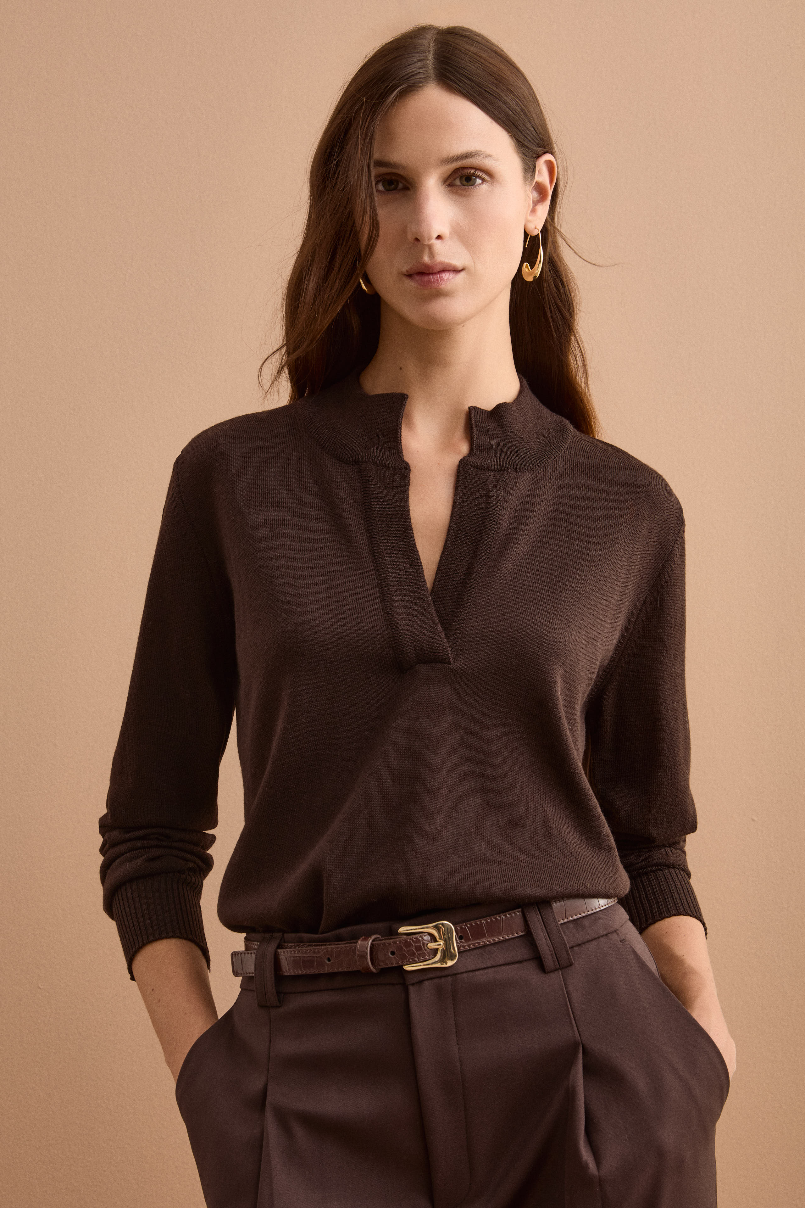 Polo Serafino Manica Lunga in Lana Merino - T.MORO