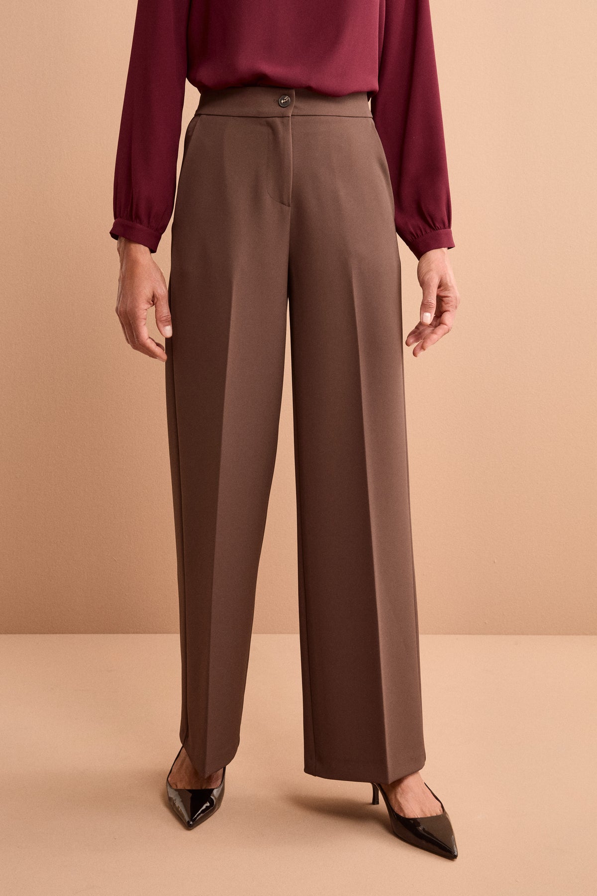 Pantalone a Gamba Larga in Tessuto Crêpe - T.MORO