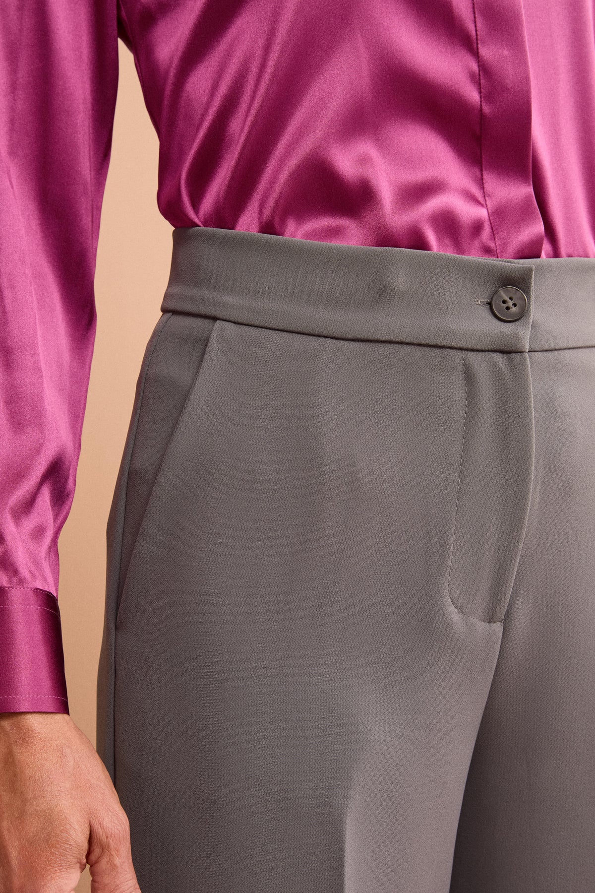 Pantalone a Gamba Larga in Tessuto Crêpe - PIOMBO