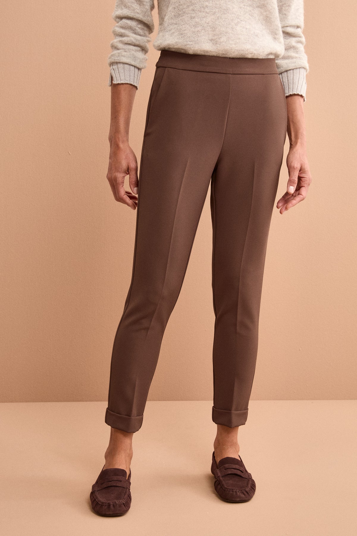 Pantalone Slim Fit a Sigaretta in Tessuto Crêpe - T.MORO
