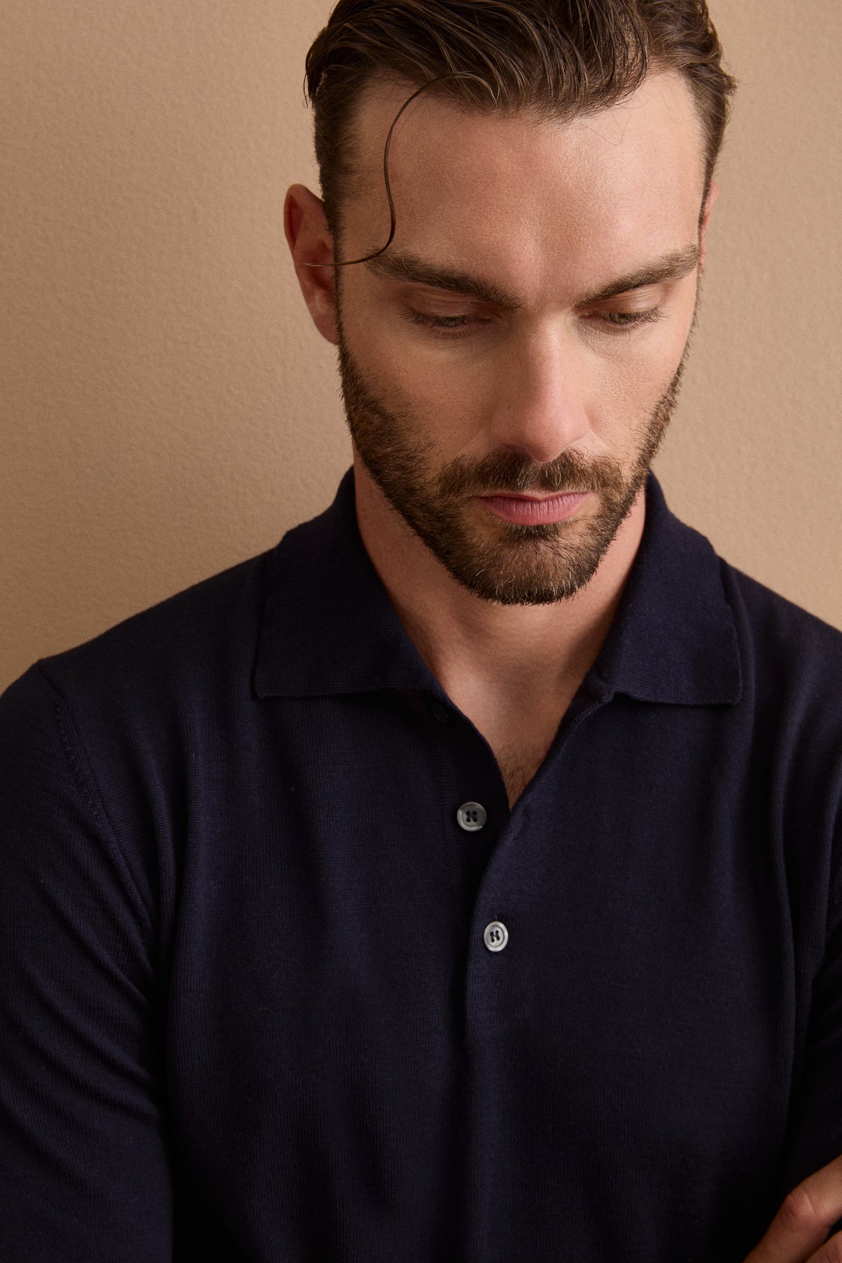 Polo Manica Lunga in Lana Merino - BLU