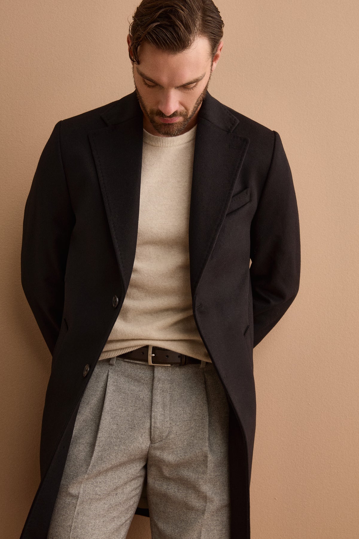 Cappotto Midi Monopetto in Lana e Cashmere - NERO