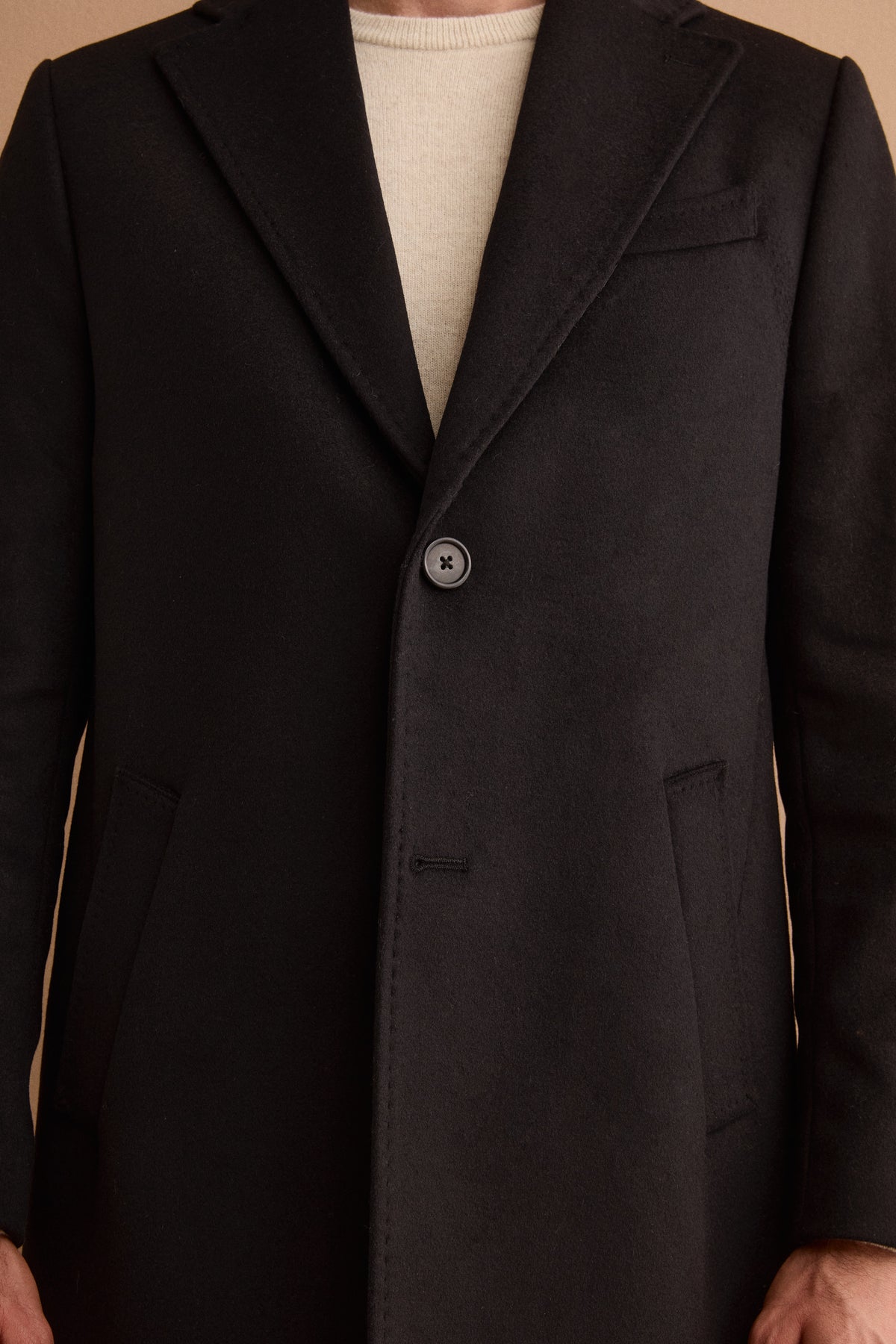 Cappotto Midi Monopetto in Lana e Cashmere - NERO