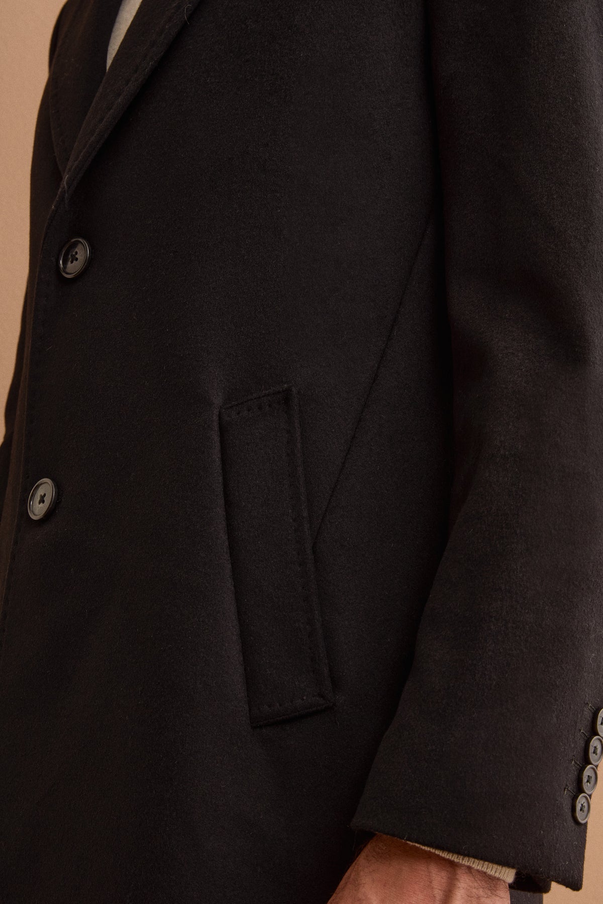 Cappotto Midi Monopetto in Lana e Cashmere - NERO