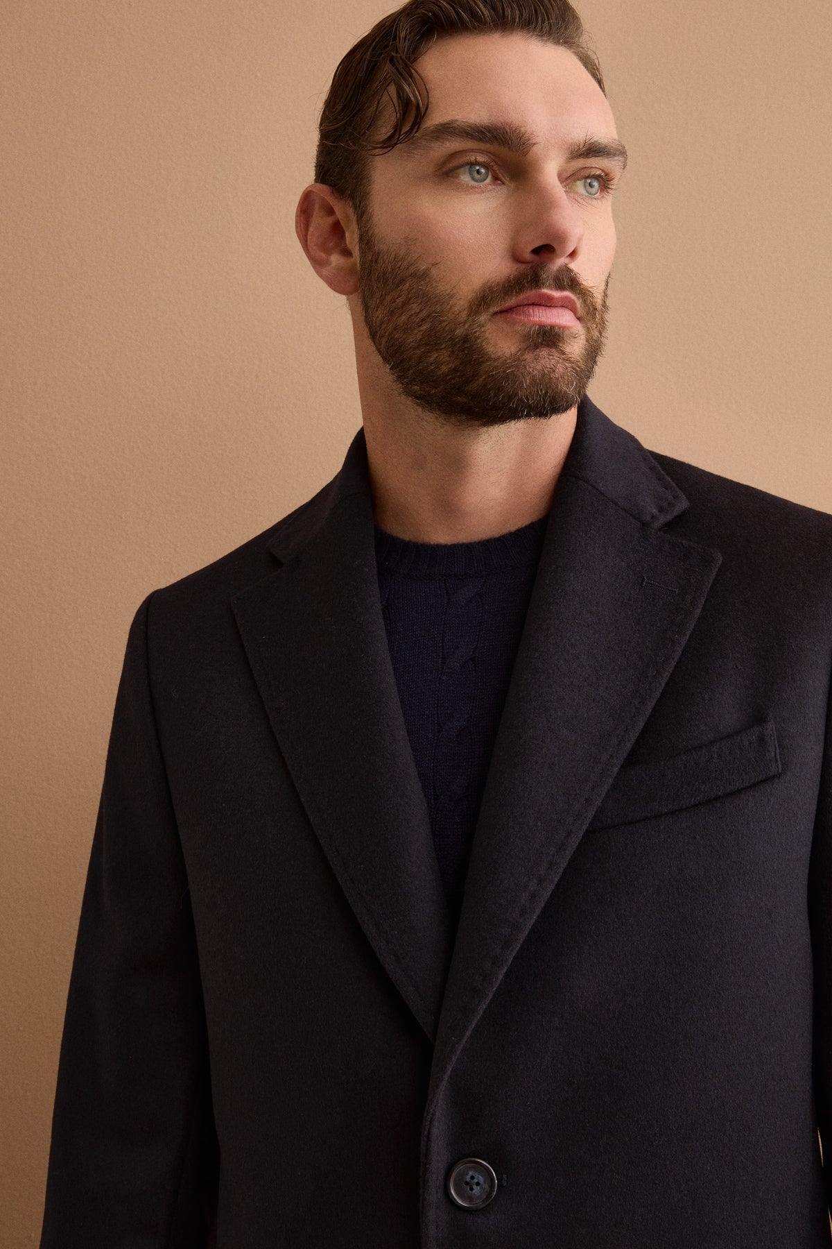 Cappotto Midi Monopetto in Lana e Cashmere - BLU