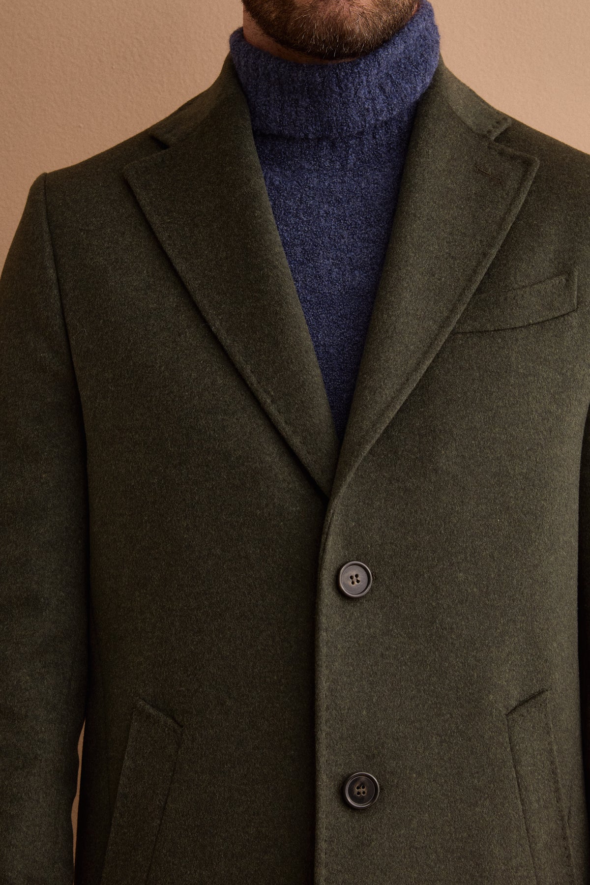 Cappotto Midi Monopetto in Lana e Cashmere - VERDE