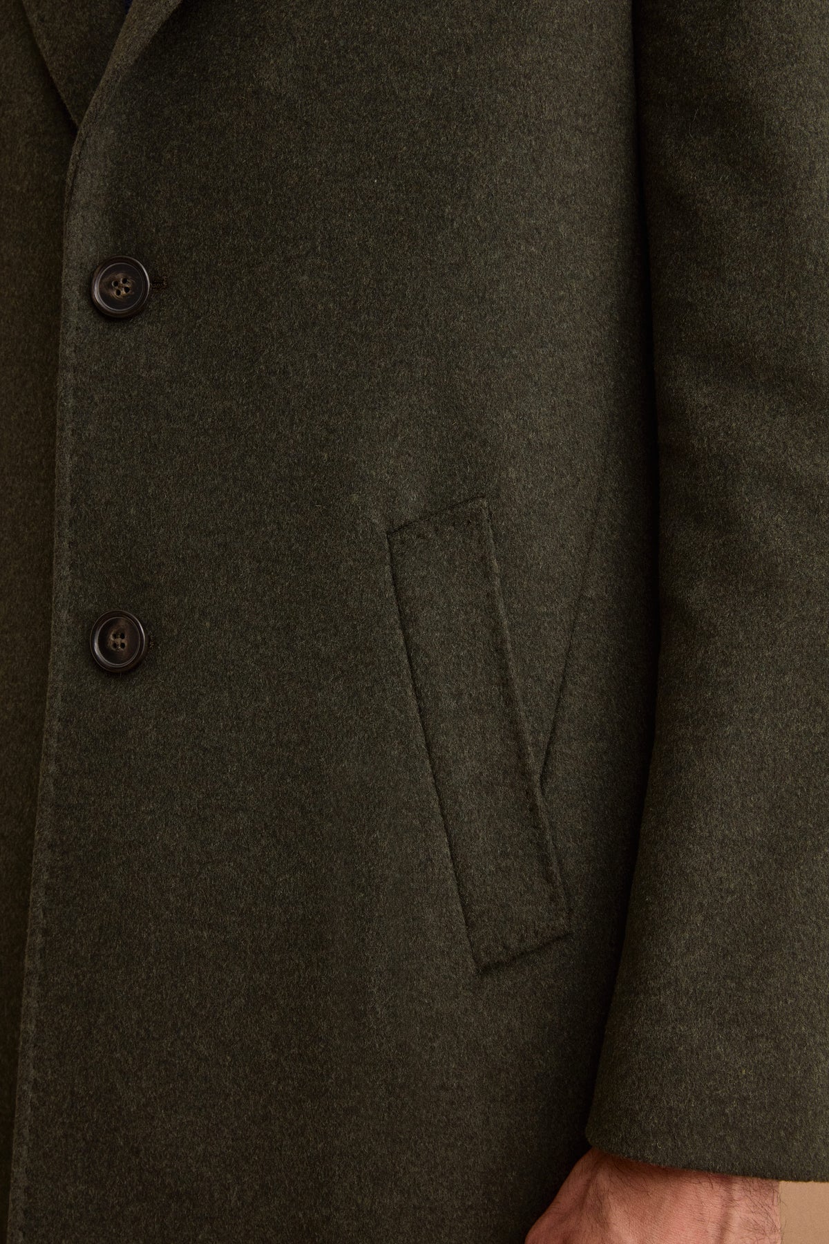 Cappotto Midi Monopetto in Lana e Cashmere - VERDE