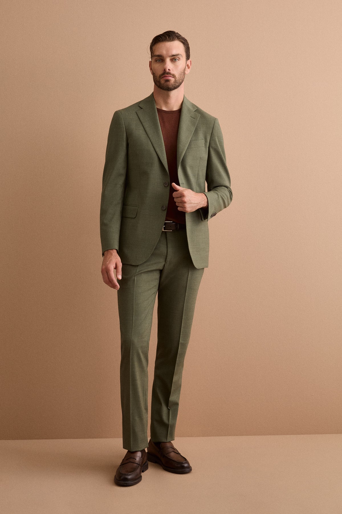 Abito Colorato Monopetto in Lana Vergine Slim Fit - VERDE