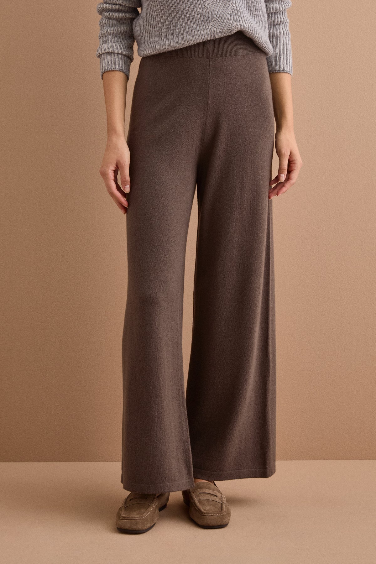 Pantalone Lana e Cashmere in Maglia - VISONE
