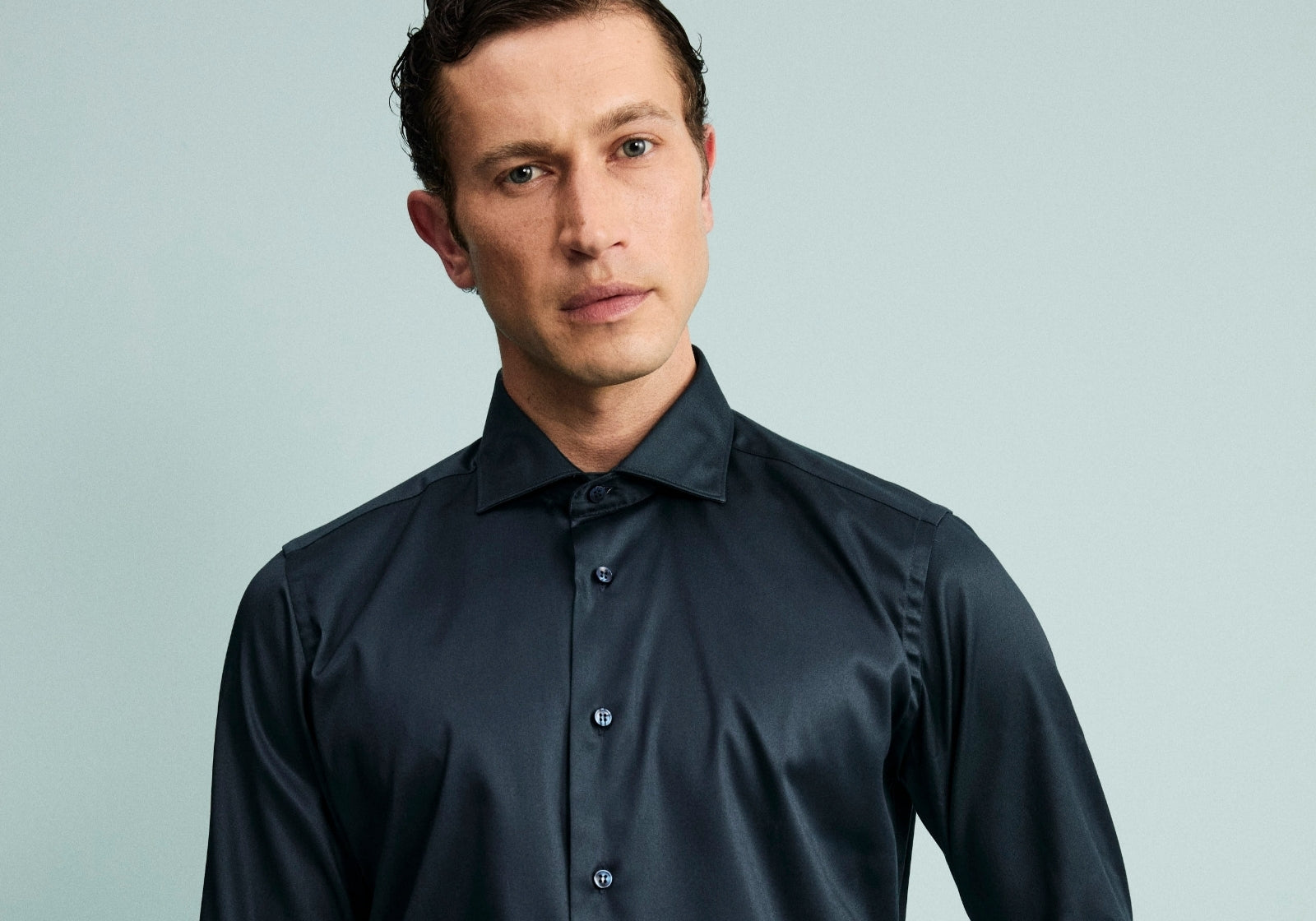 Camicia blu da uomo in cotone