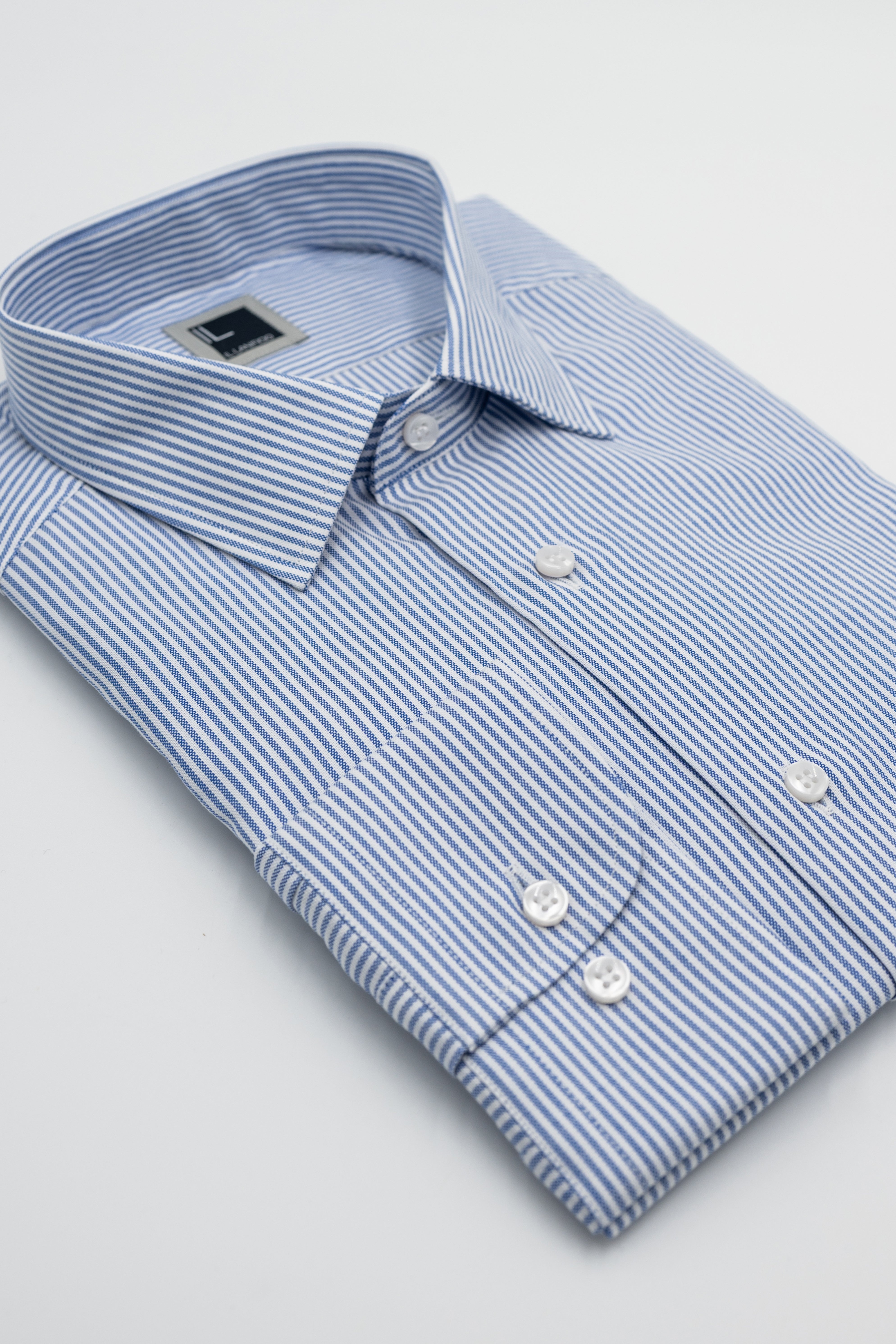 Camicia Slim Fit in Cotone con Collo Classico - AZZURRO RIGATO