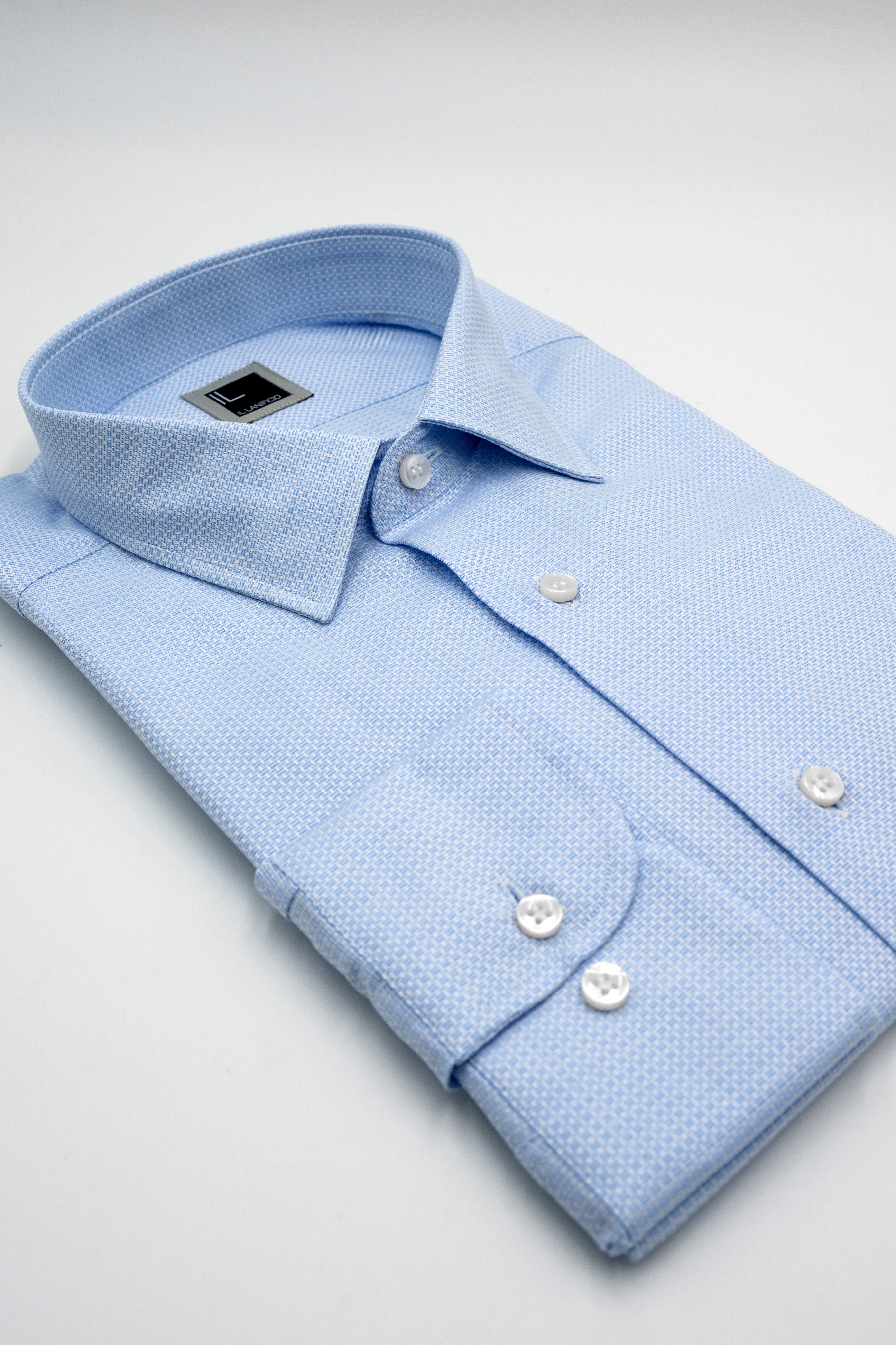 Camicia Slim Fit in Cotone con Collo Classico - FANT. AZZURRO