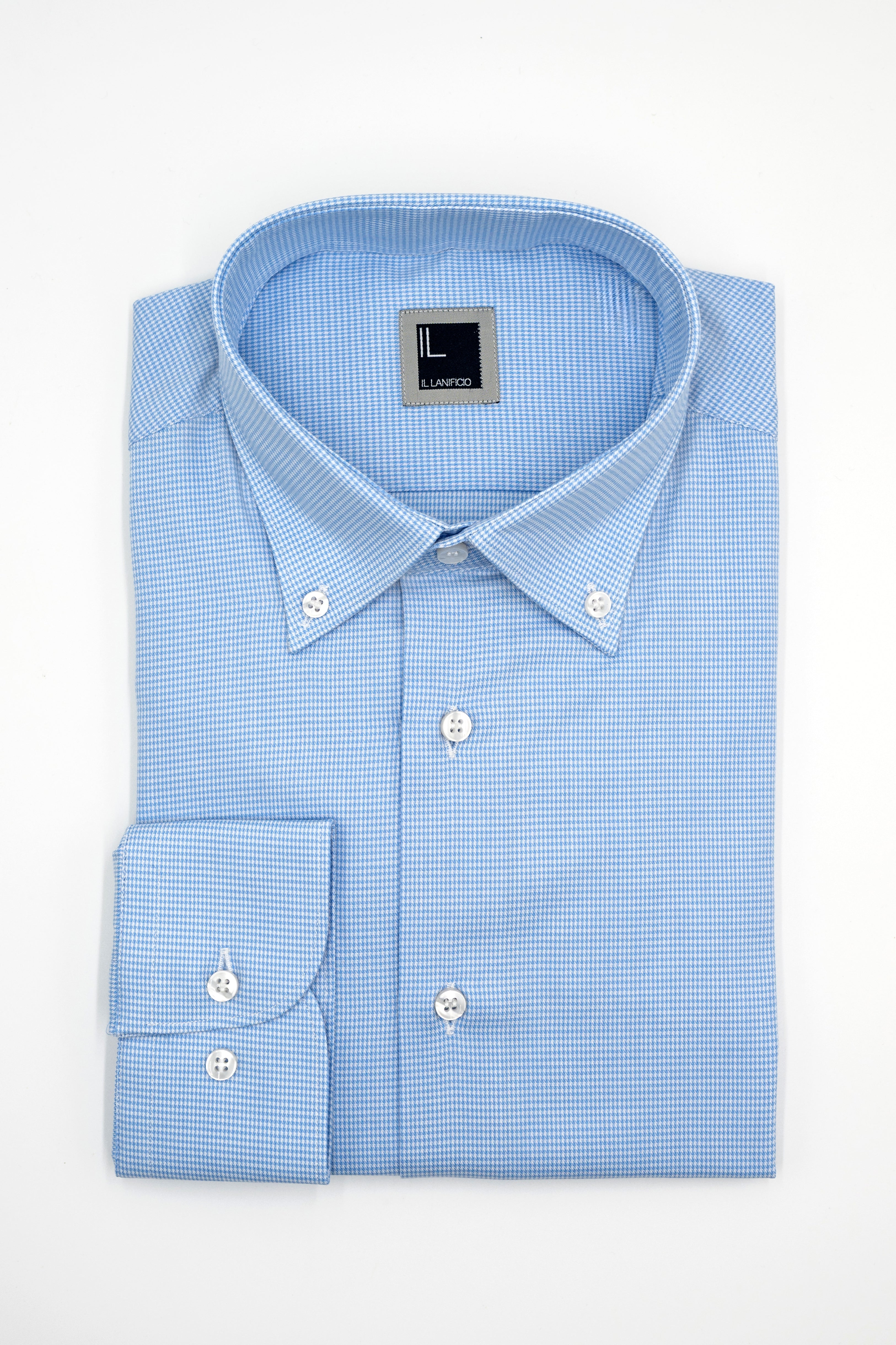 Camicia Fantasia Button Down in Cotone - AZZURRO QUADRI
