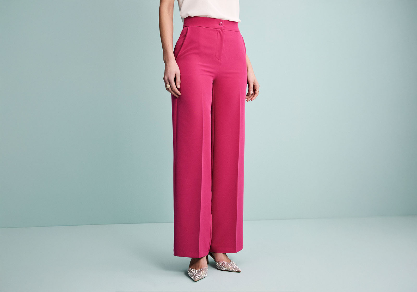 Pantalone da donna a palazzo fuxia