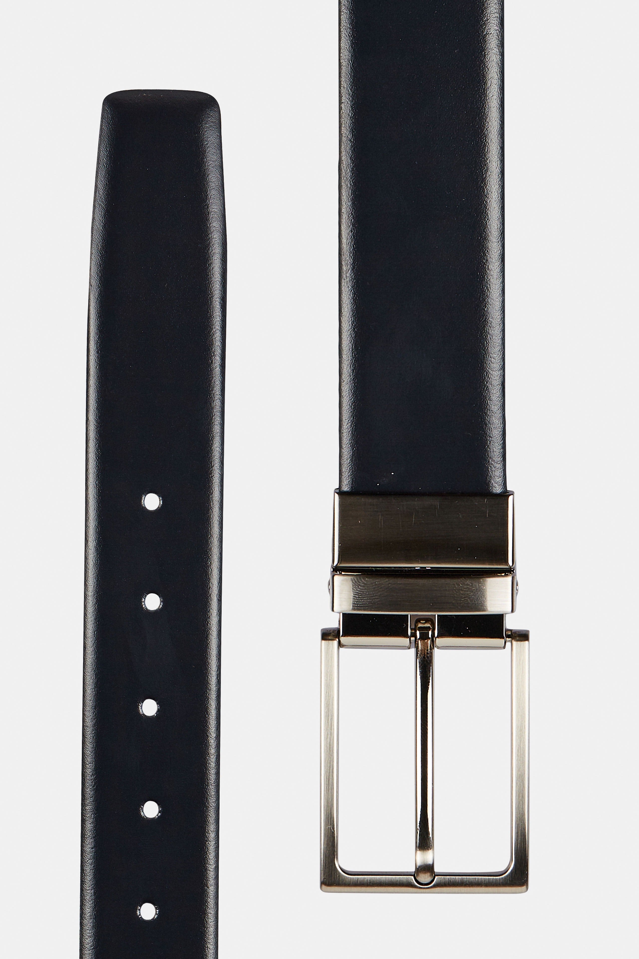 Cintura in pelle reversibile - BLU/BORDEAUX