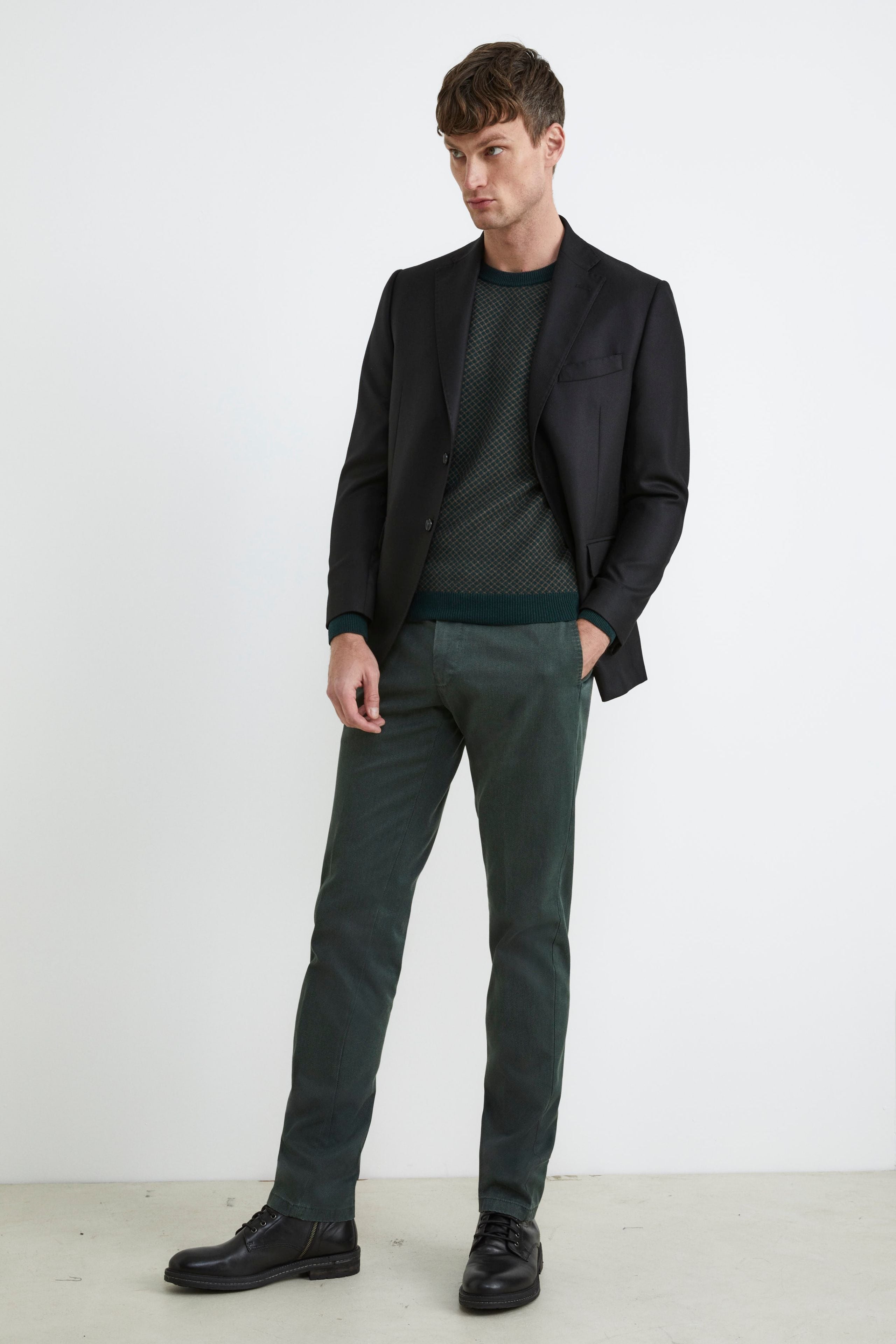 Giacca in cashmere nera piquet - FANT. NERO