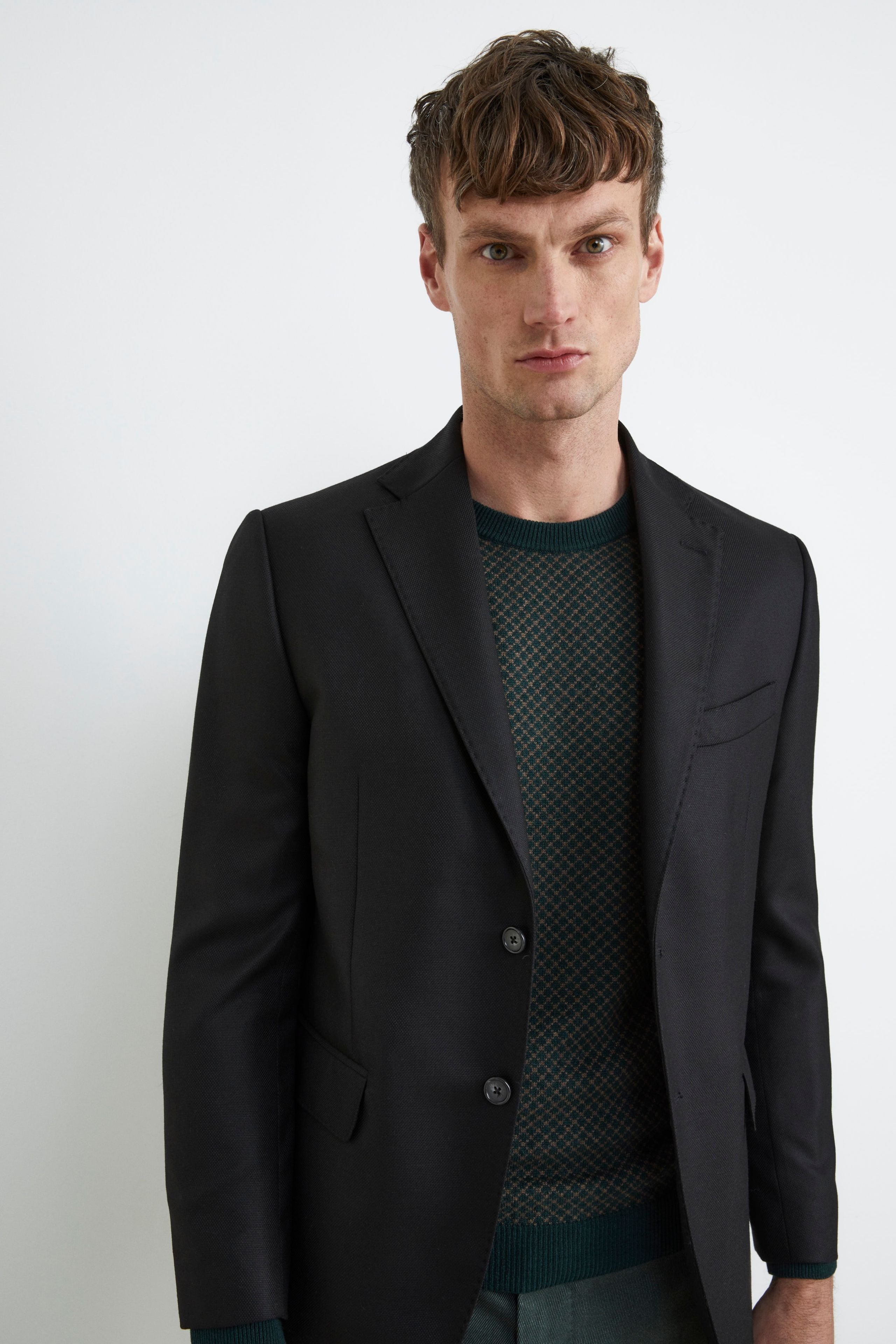 Giacca in cashmere nera piquet - FANT. NERO