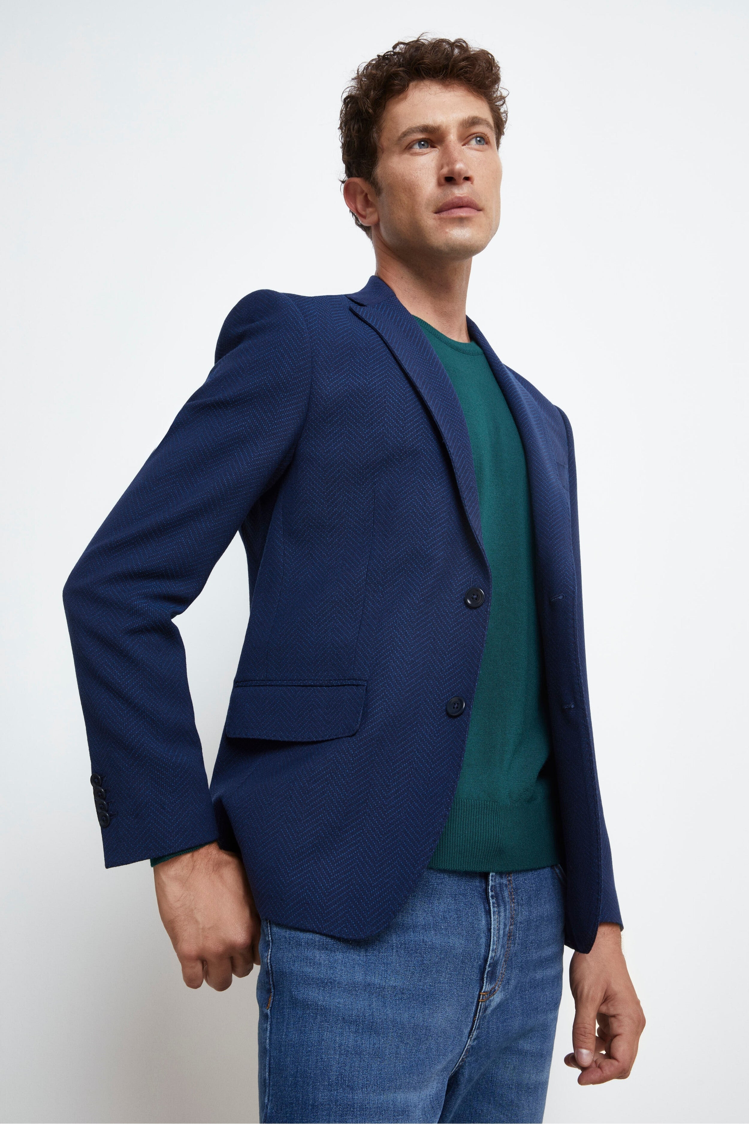 Giacca Slim in Lana e Cashmere - BLU SPIGATO