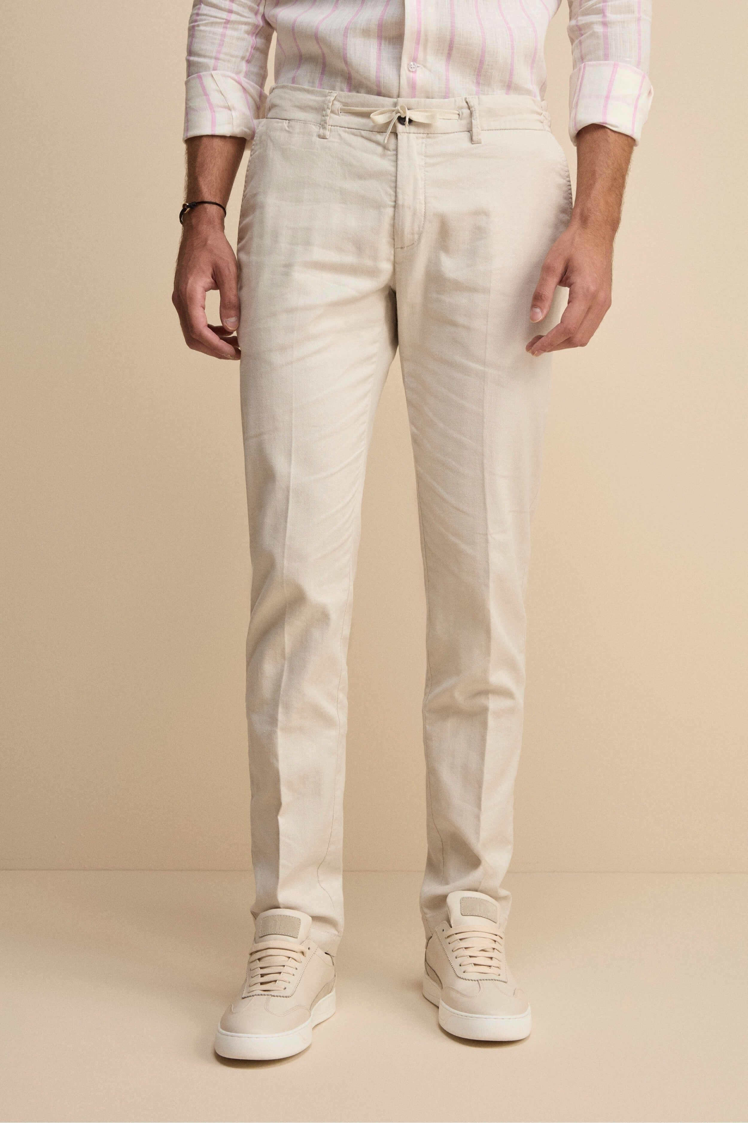 Slim Fit Pantaloni Uomo Misto Lino Pantalone Chino Doppelganger