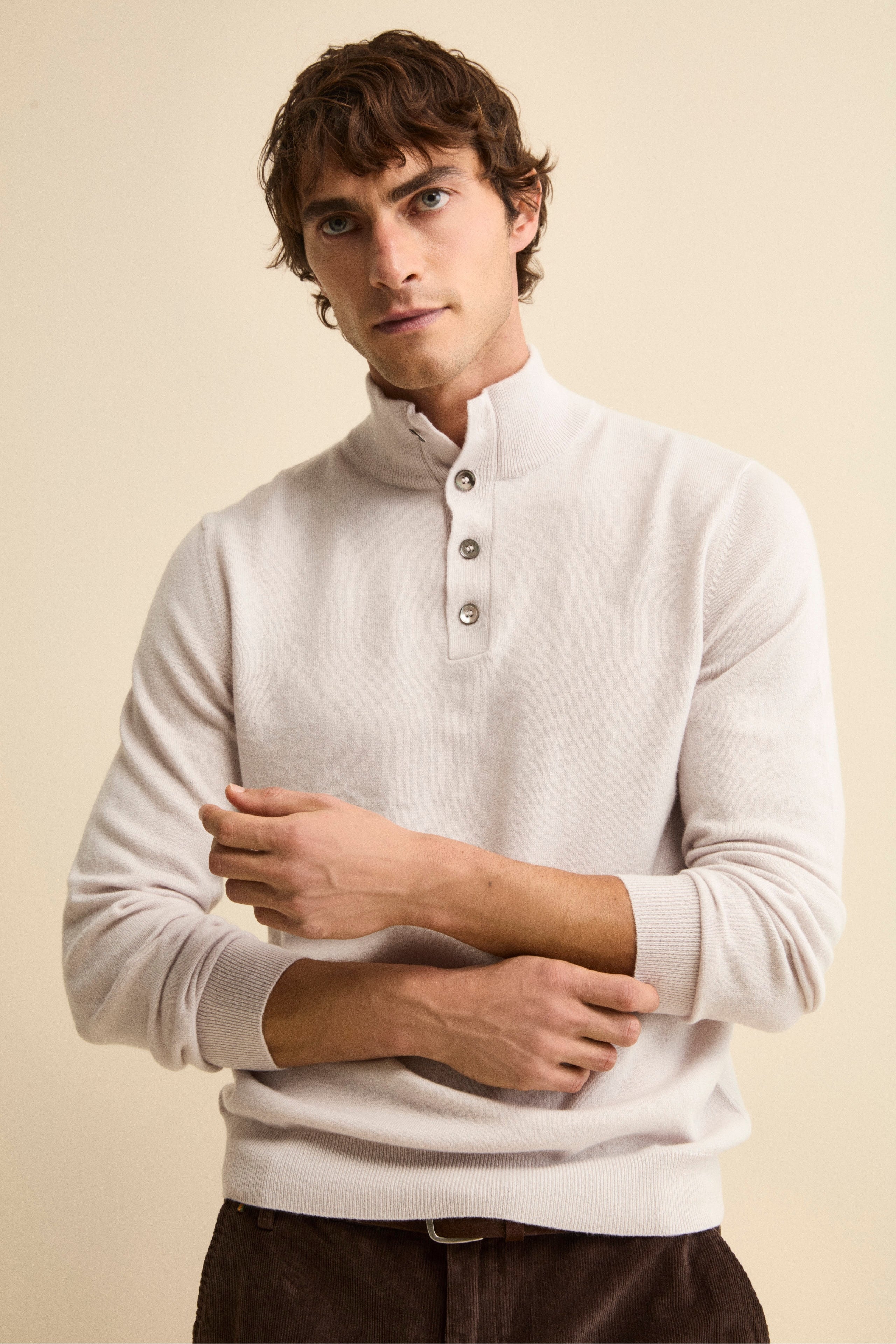 Maglia Serafino in Lana e Cashmere - GESSO