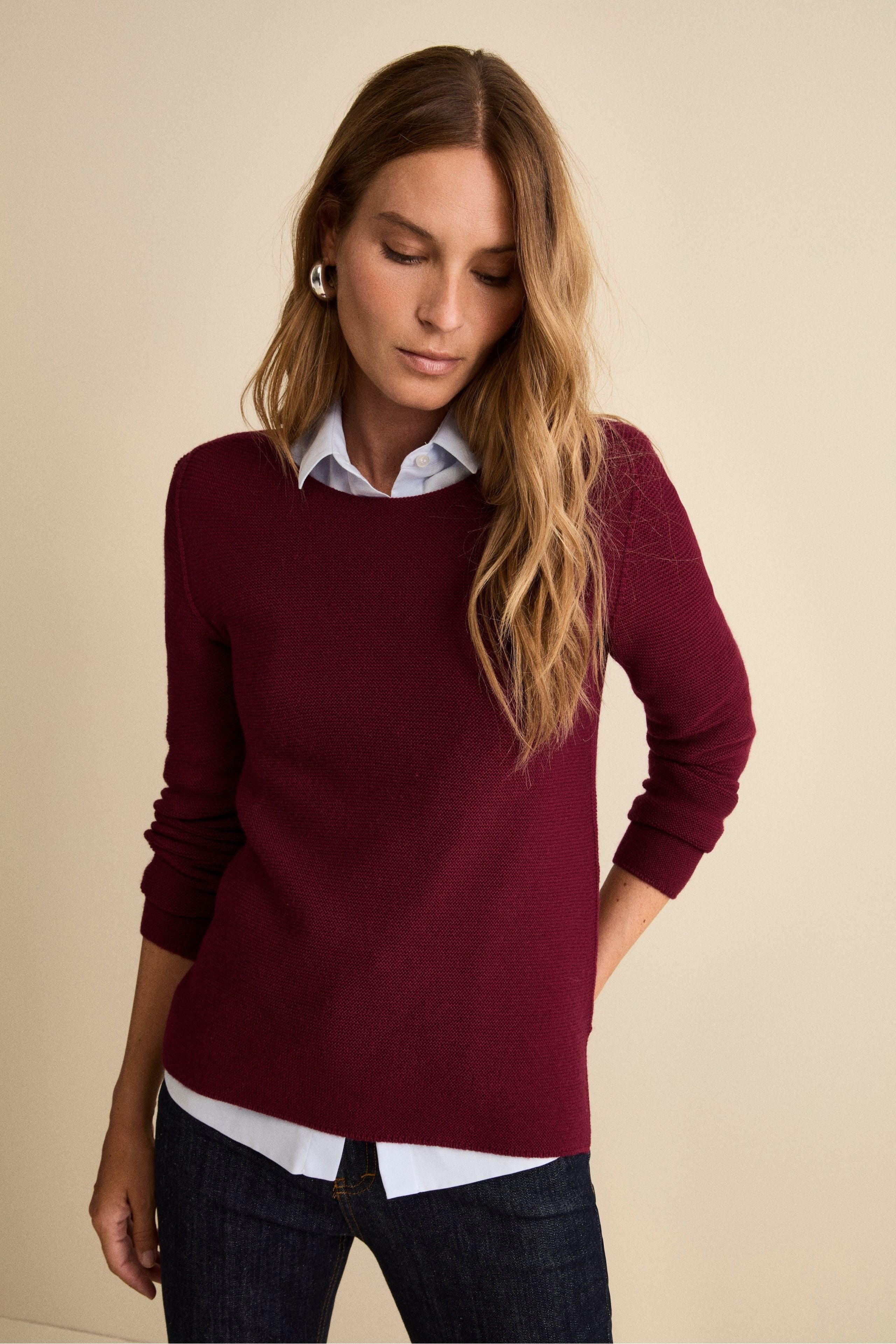 Maglia Barchetta in Lana Merino - BORDEAUX