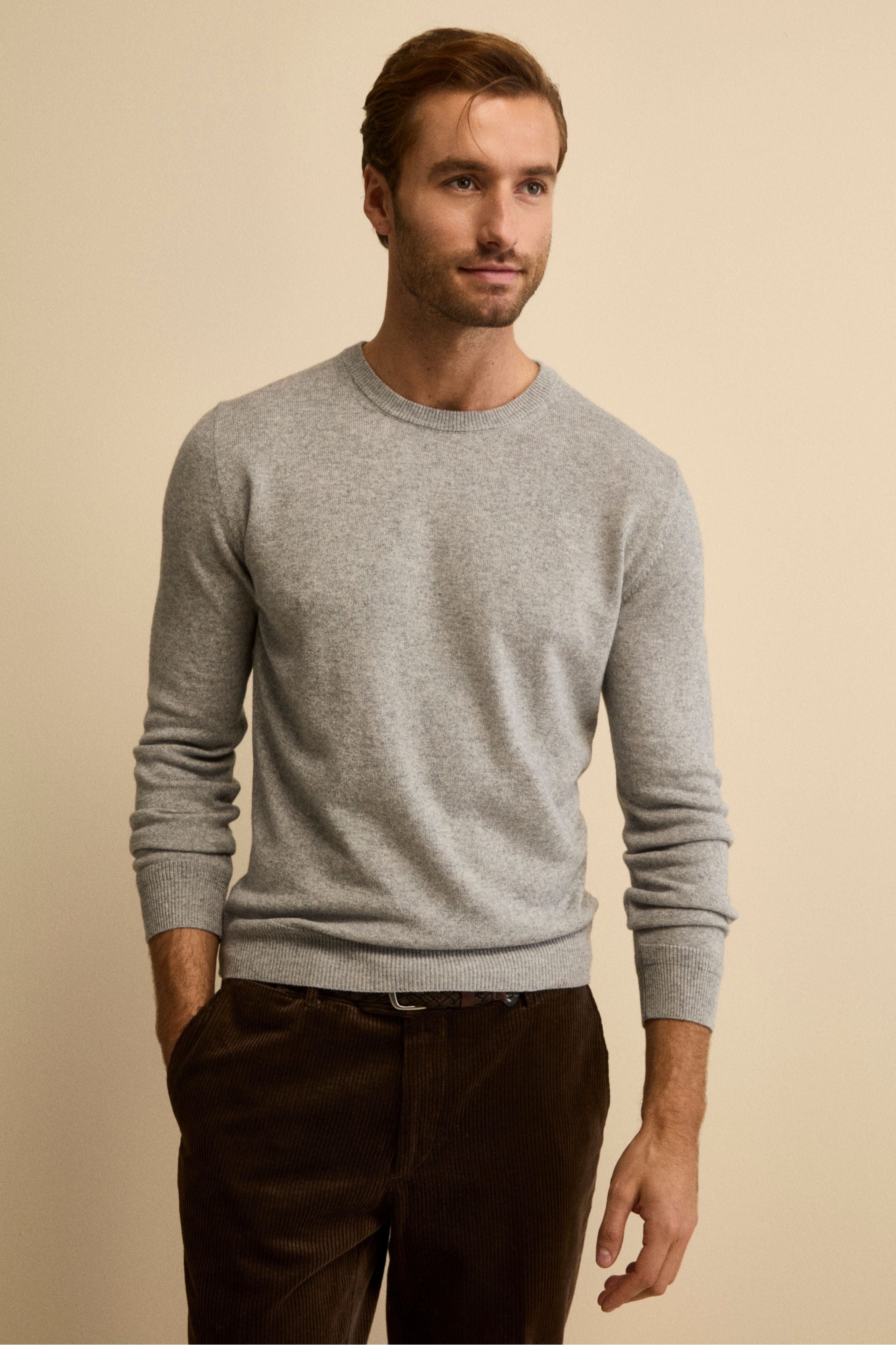 Girocollo in cashmere e seta - GRIGIO MELANGE