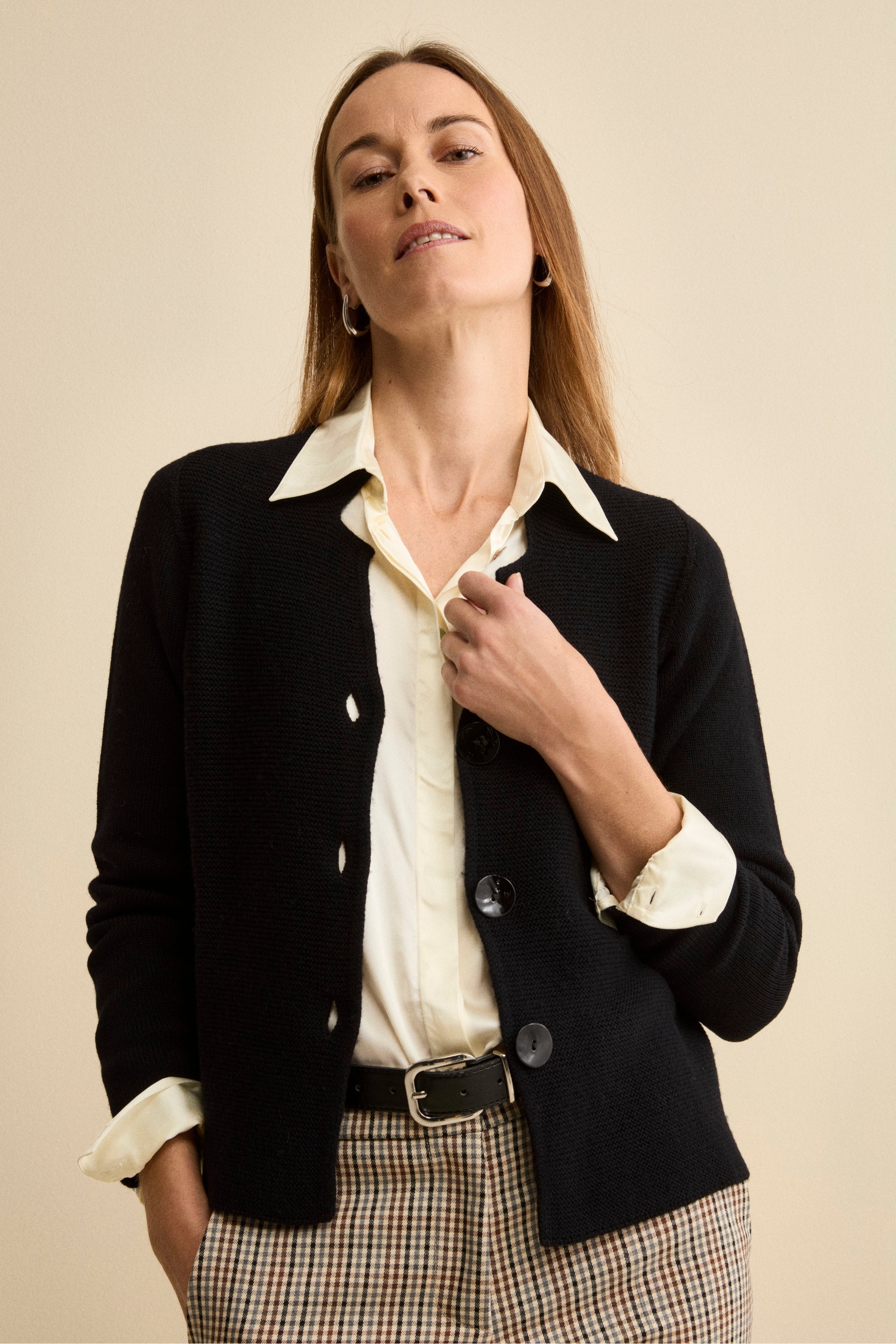 Cardigan in lana Merino - NERO