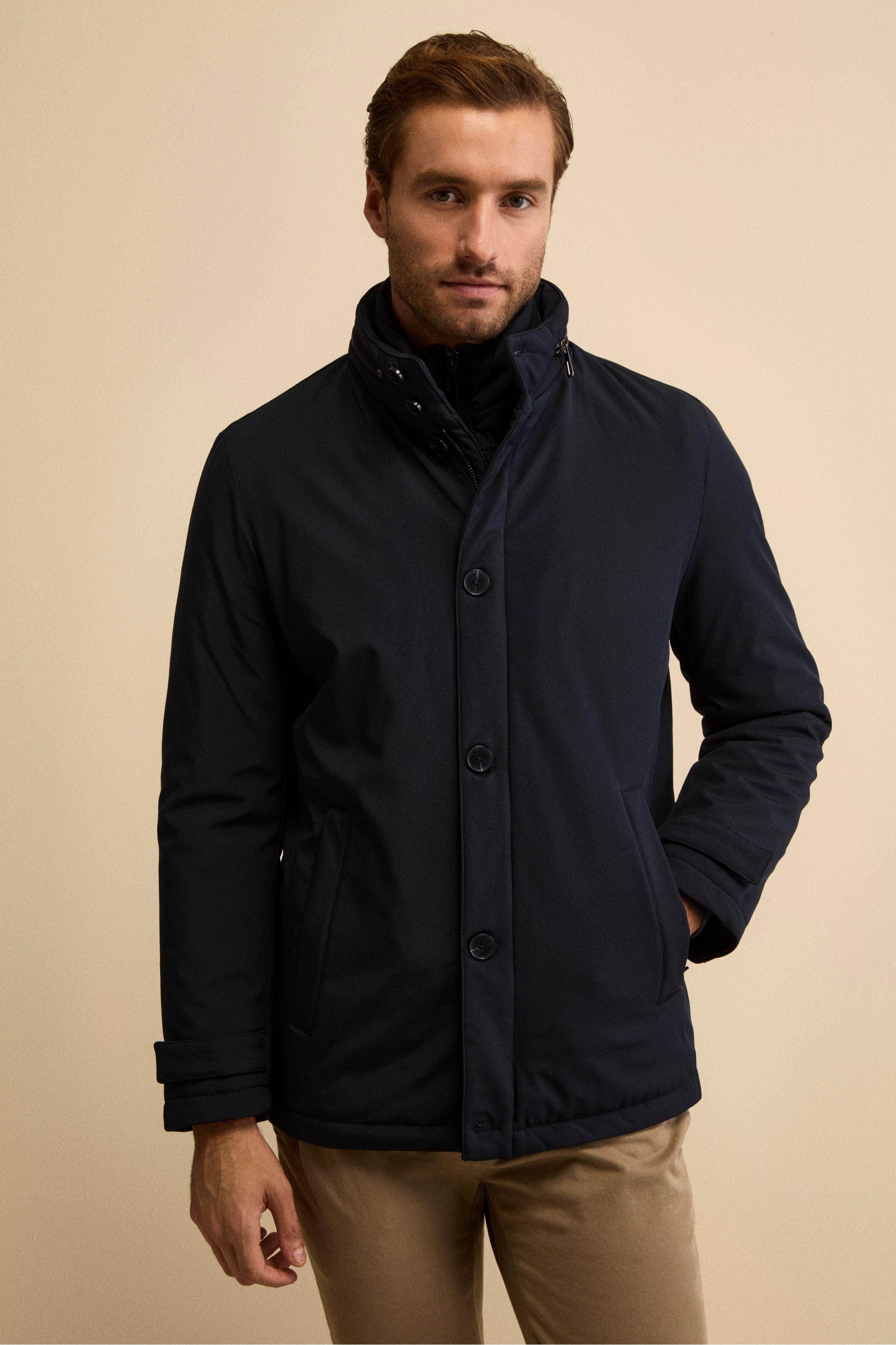 Giaccone Invernale con Pettorina e Cappuccio Estraibile - BLU