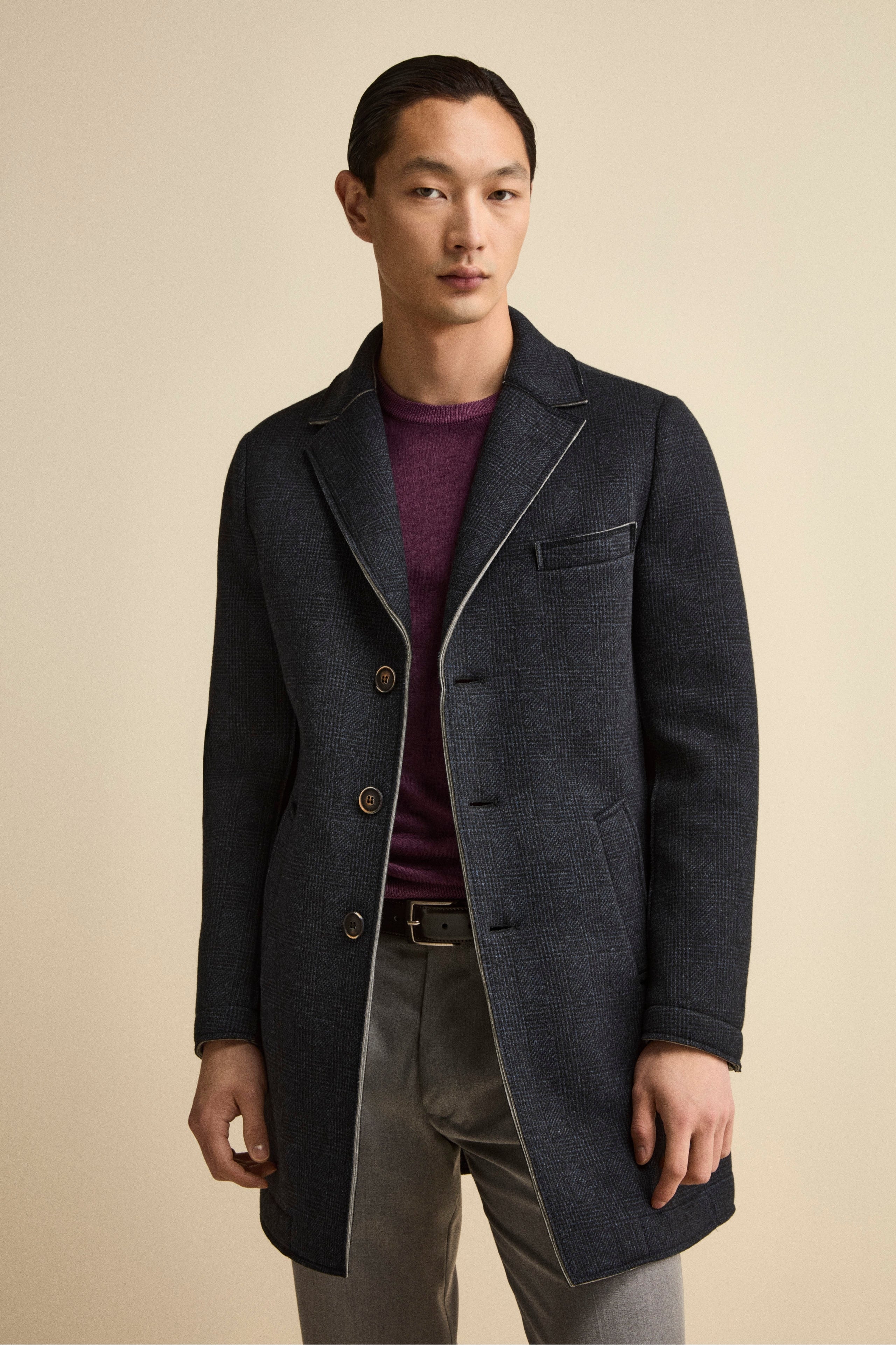 Cappotto Fantasia Midi a Taglio Vivo - P/POULE BLU