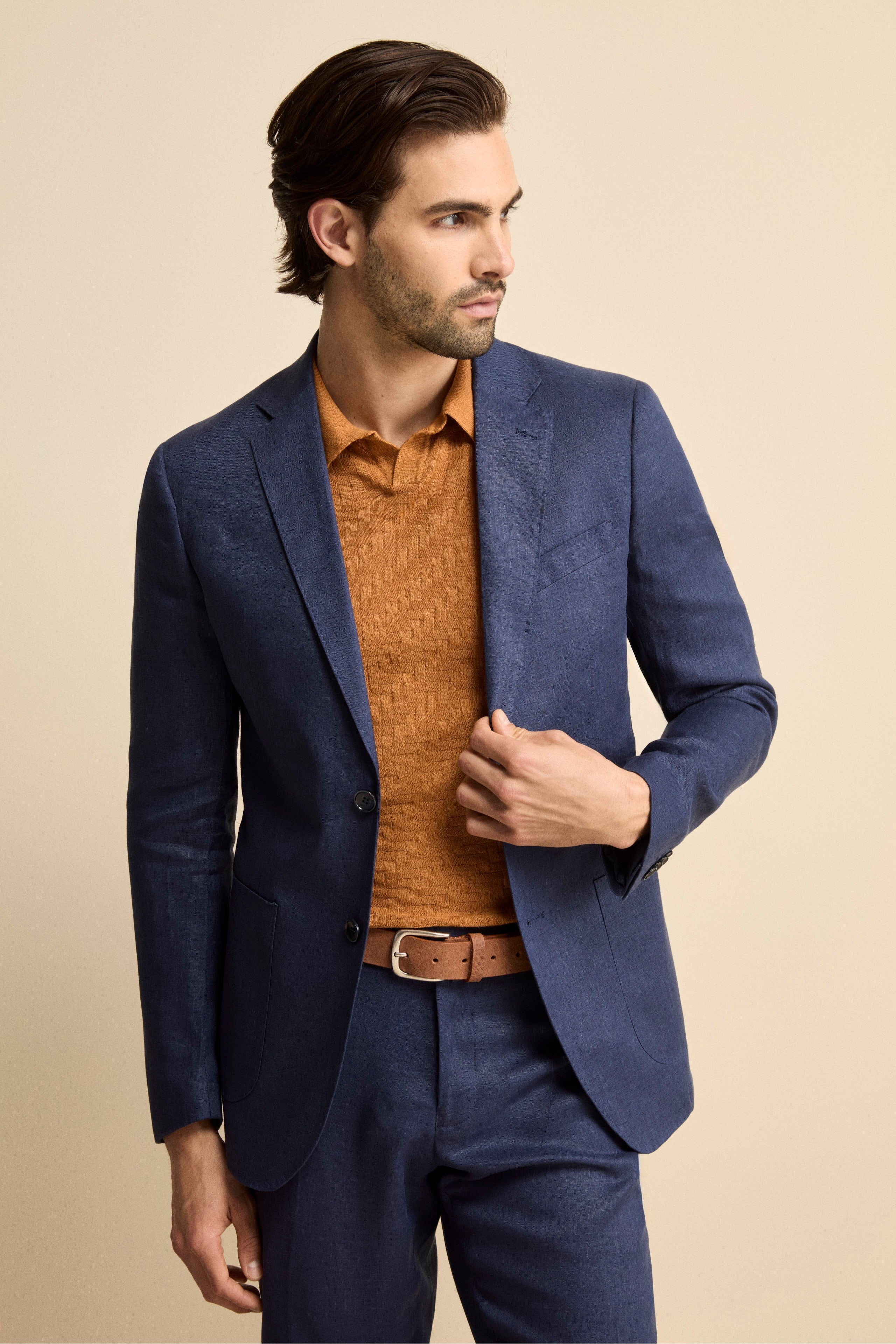 Abito in lino monopetto BLU - Main Image