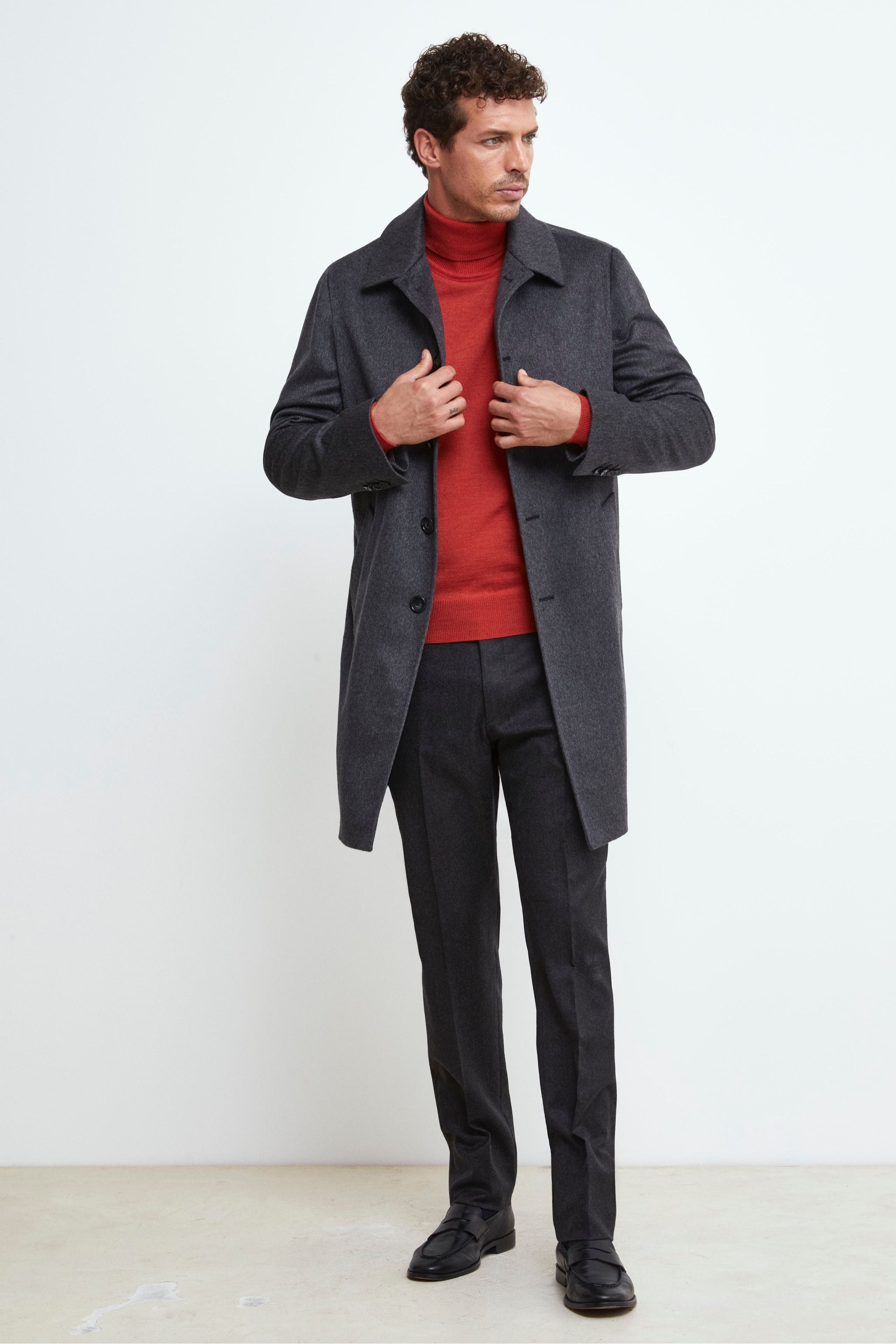 Cappotto Foderato in Cashmere - GRIGIO