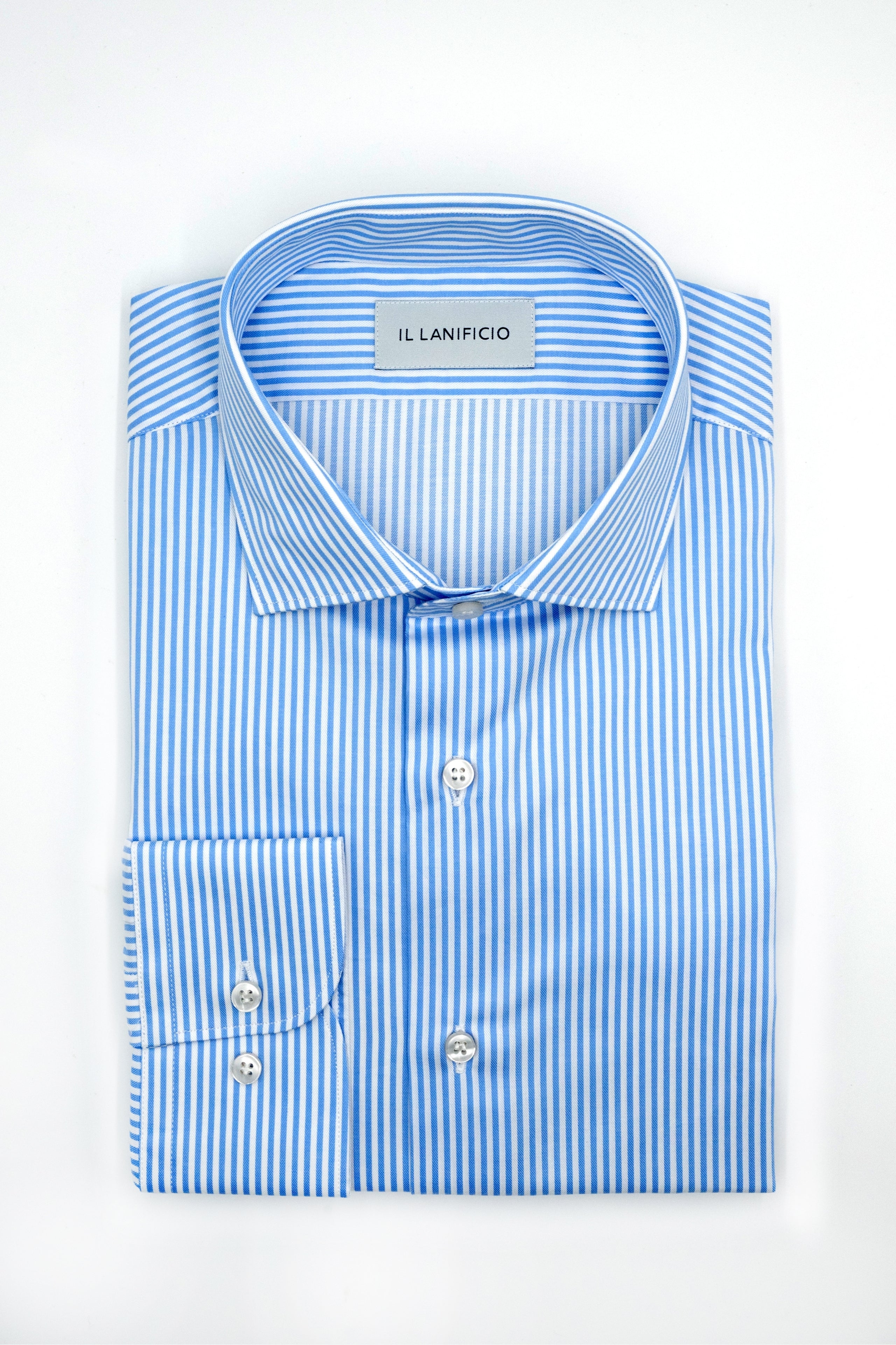 Camicia Twill Custom Fit collo Francese - AZZURRO RIGATO