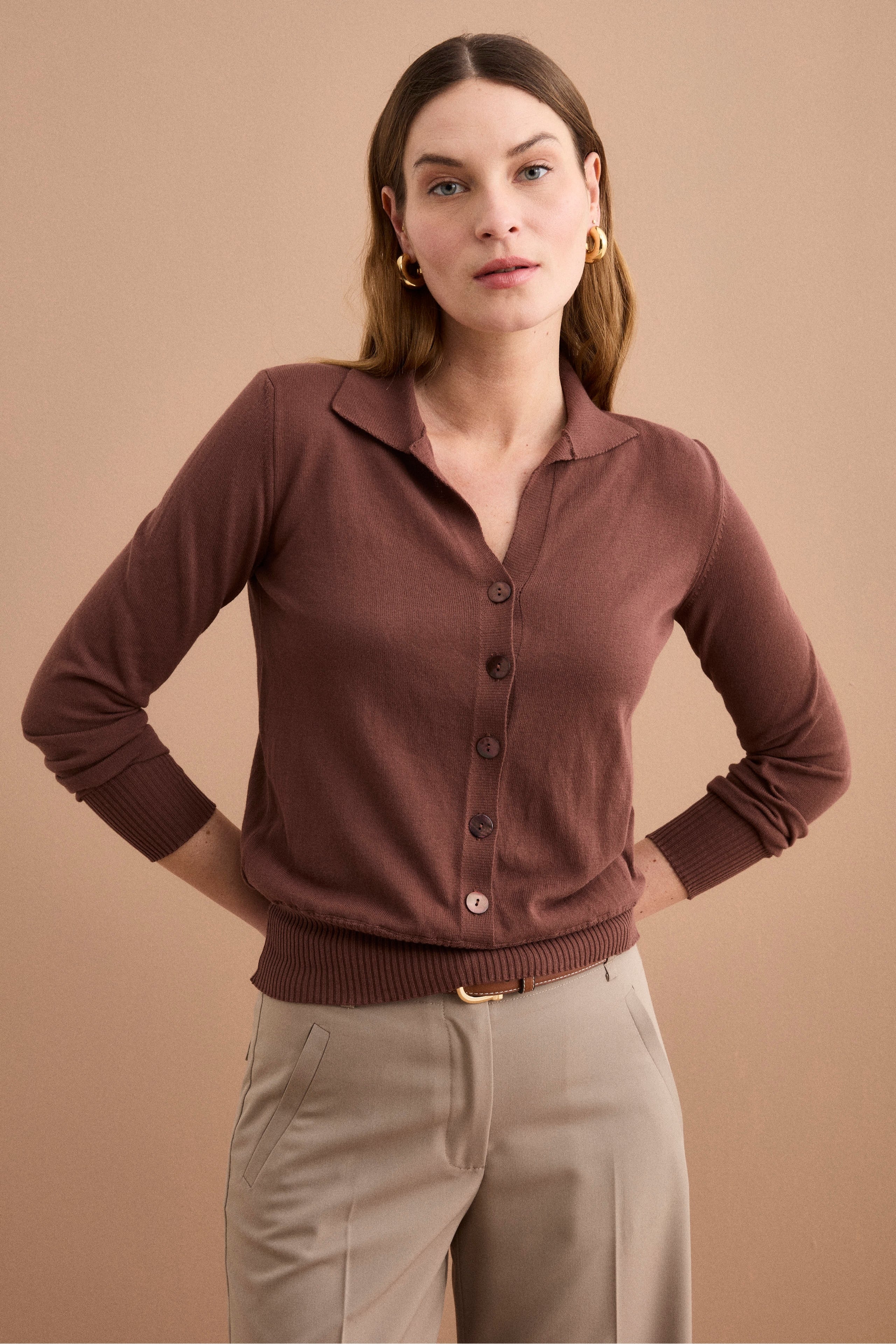 Cardigan Polo in Cotone - TERRA