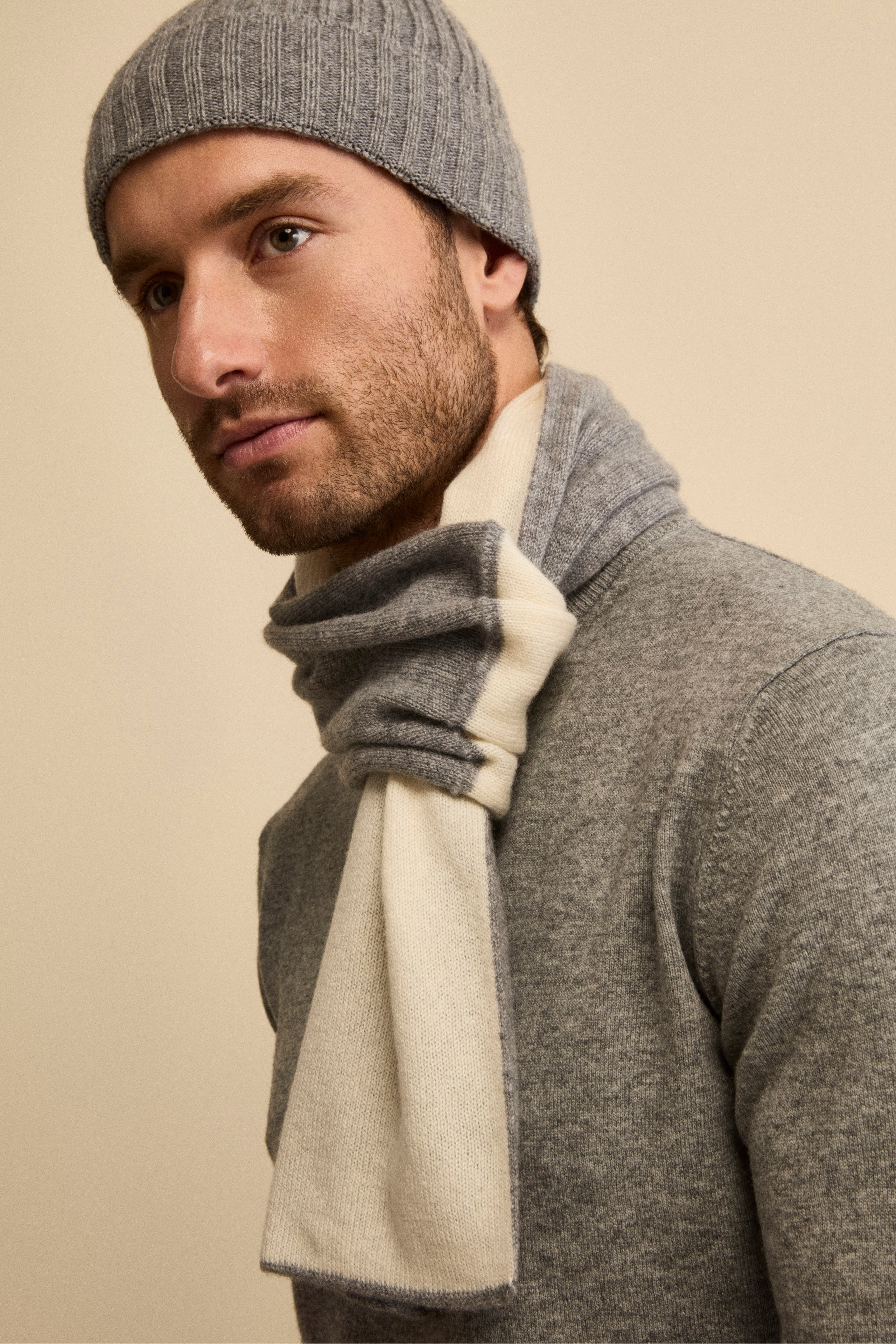 Scaldacollo in cashmere bicolore - PANNA/GRIGIO MEDIO