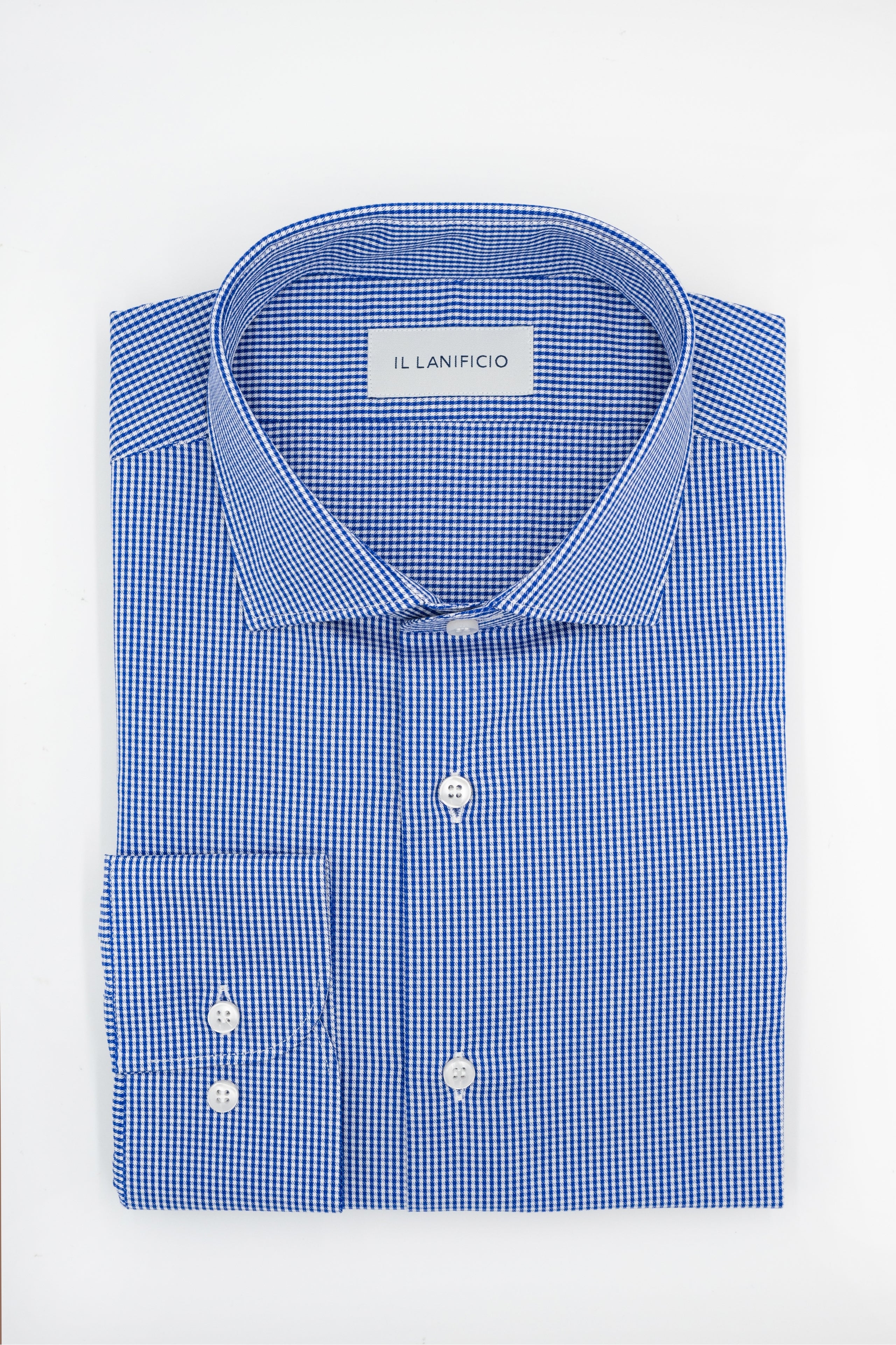 Camicia Check Custom Fit in Twill di Cotone - BLU QUADRI
