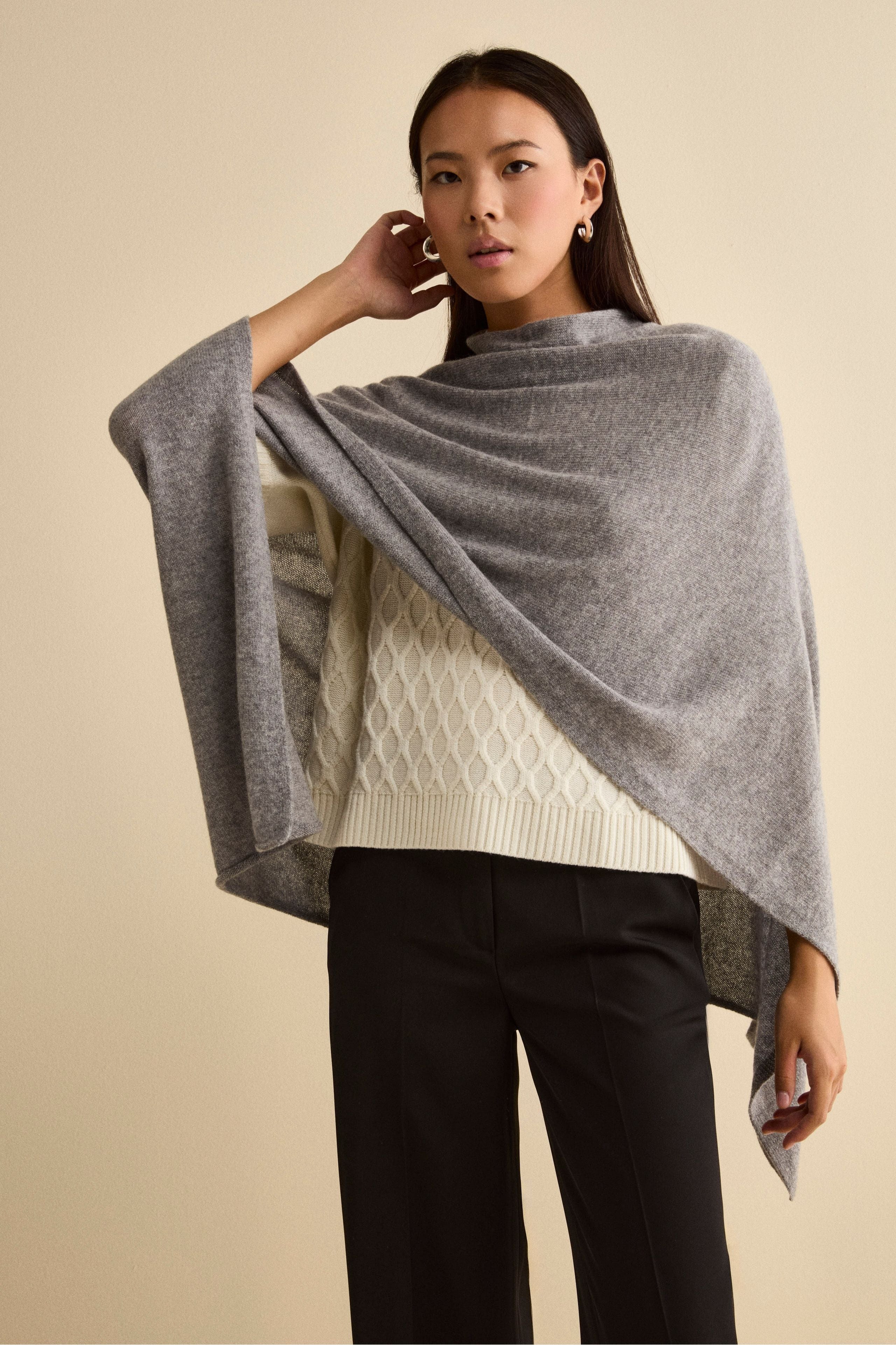 Mantella in cashmere da donna - GRIGIO MEDIO