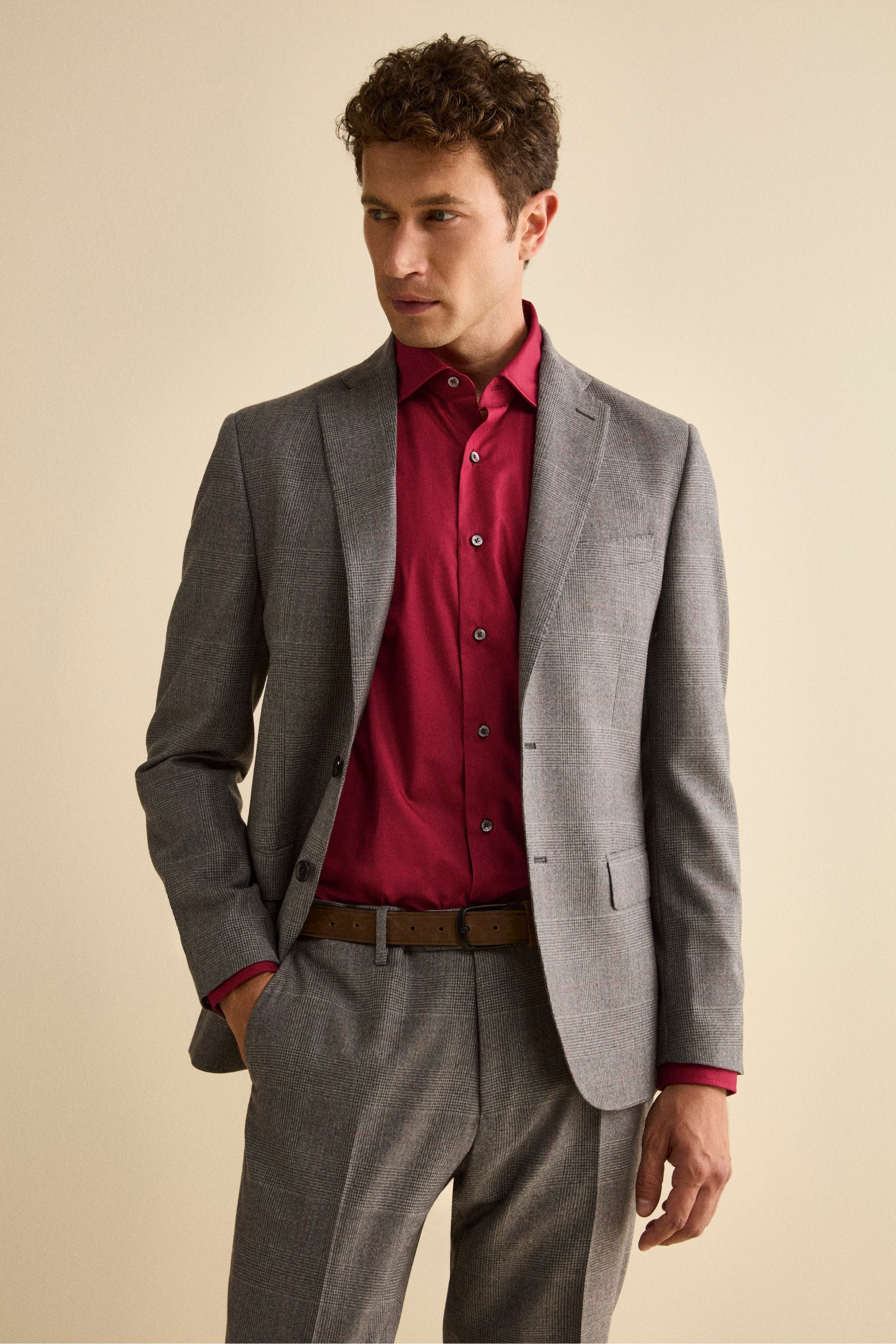 Abito Foderato Slim Fit in Lana Vergine - GALLES GRIGIO