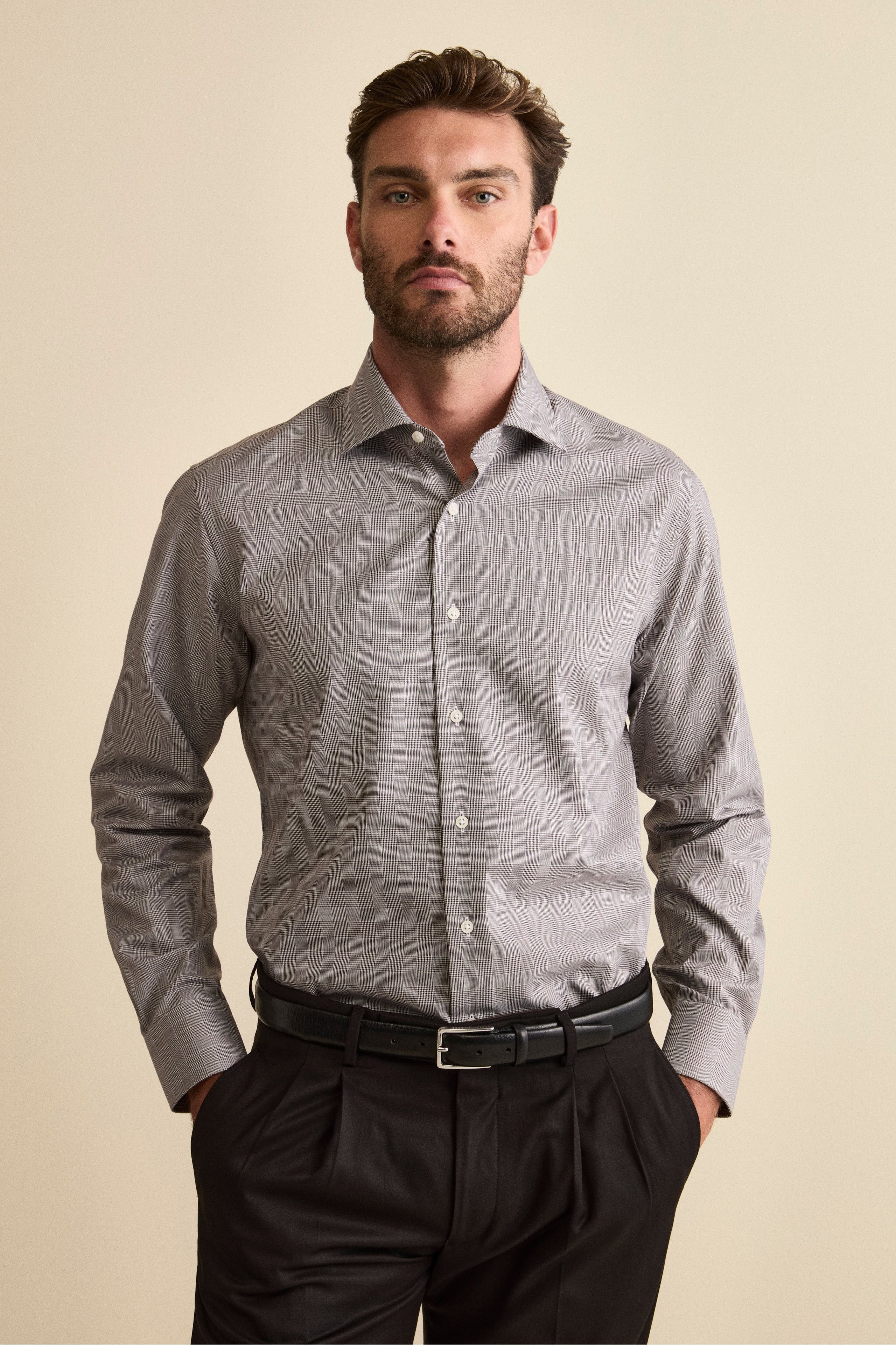 Camicia Custom Fit in Cotone con Collo Francese - P/POULE MARRONE